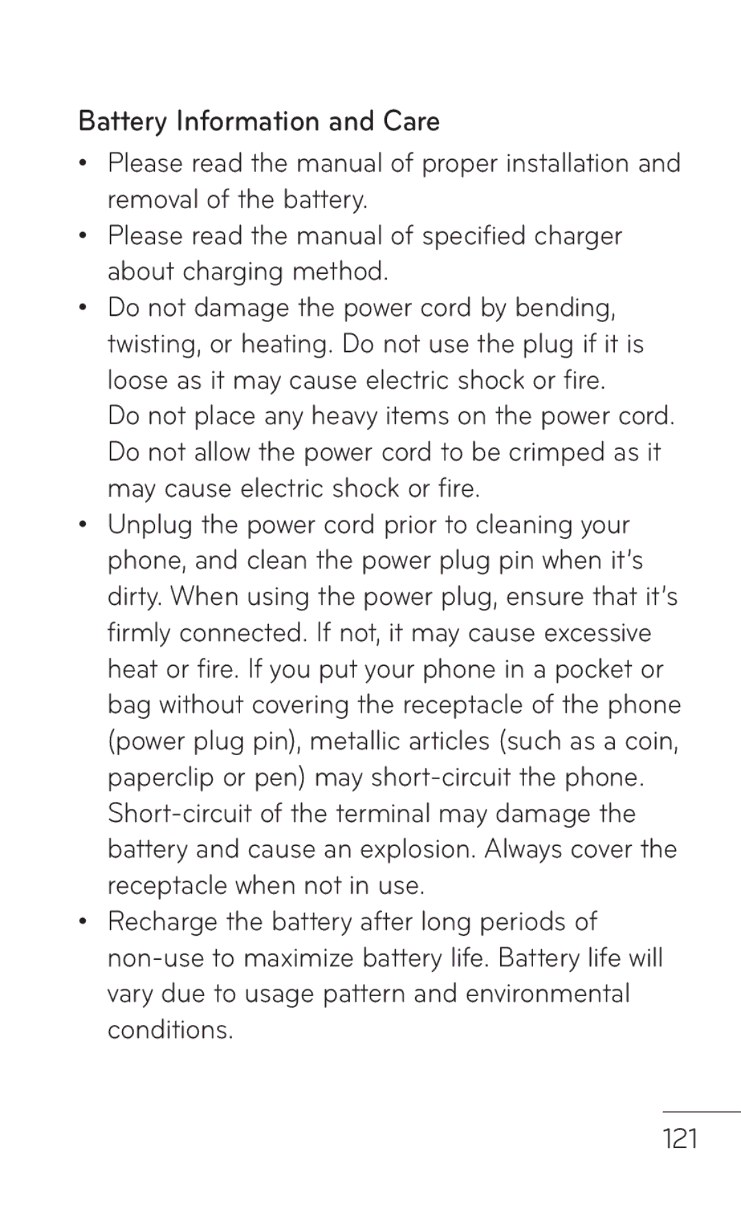 LG Electronics P999 manual Battery Information and Care 