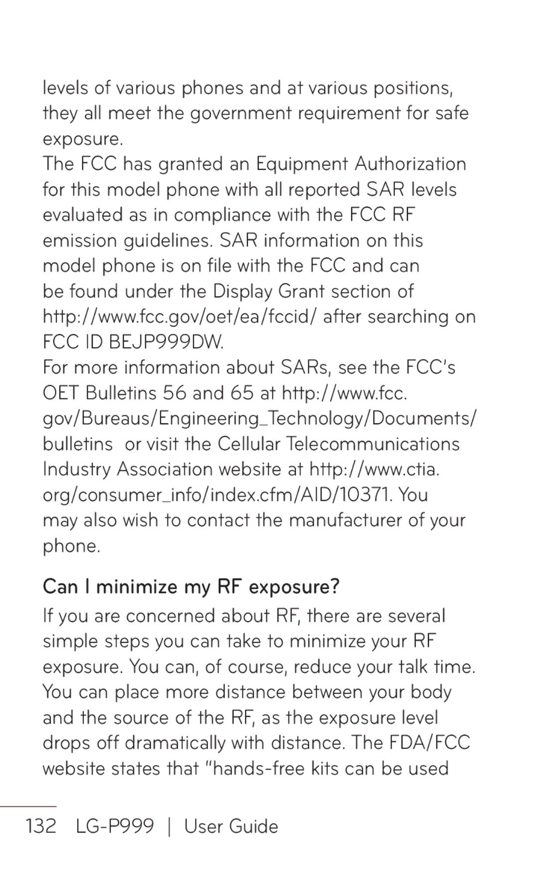 LG Electronics P999 manual Can I minimize my RF exposure? 