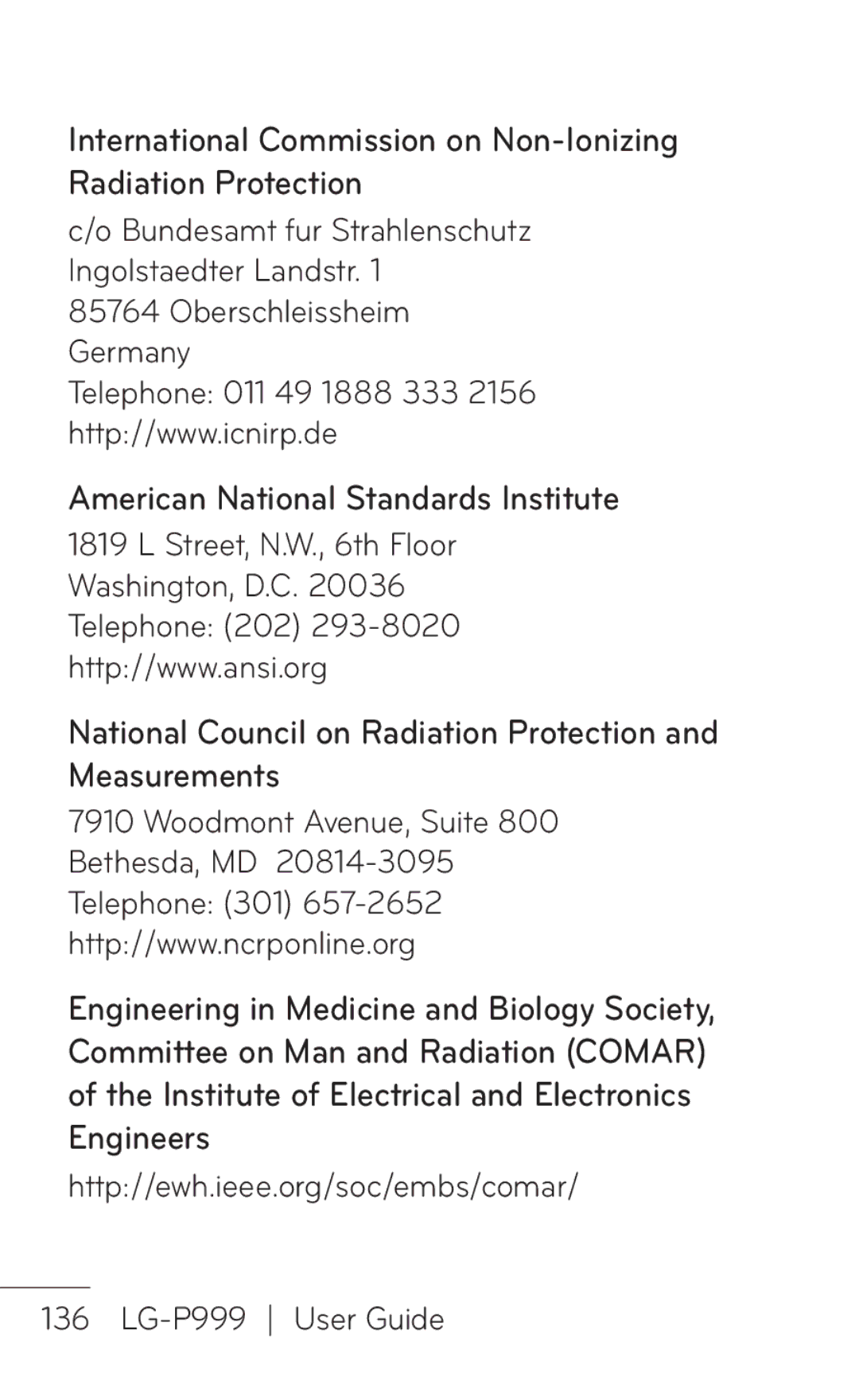 LG Electronics manual Oberschleissheim Germany, Http//ewh.ieee.org/soc/embs/comar LG-P999 User Guide 