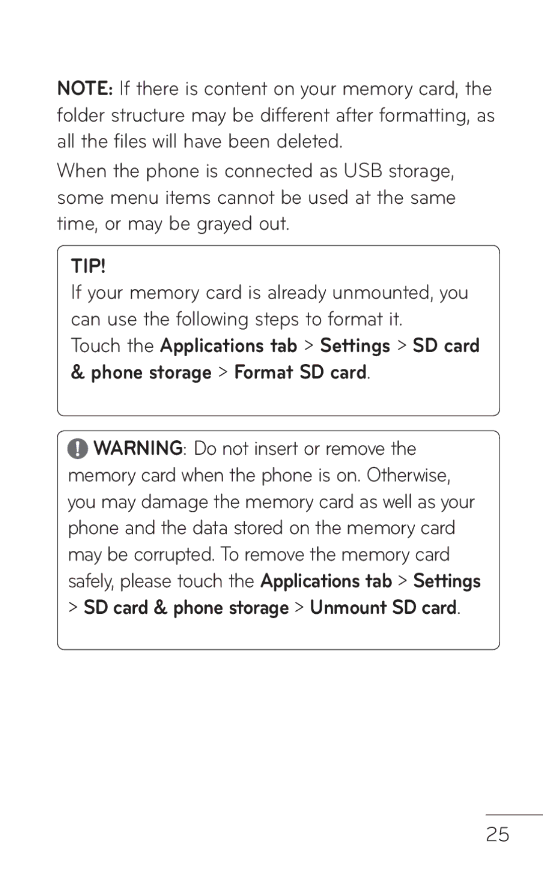 LG Electronics P999 manual Tip 