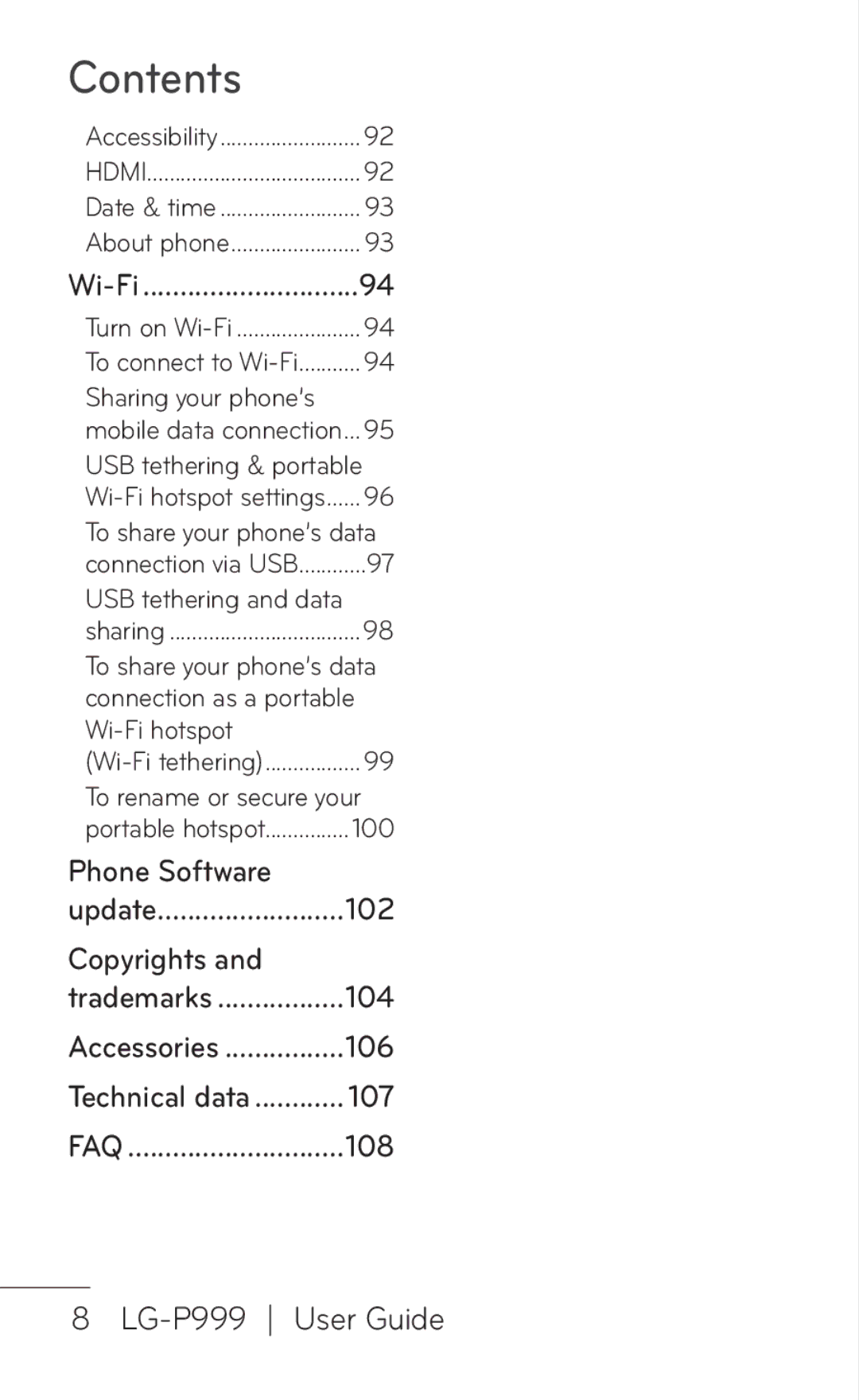 LG Electronics manual Phone Software, Copyrights, LG-P999 User Guide 