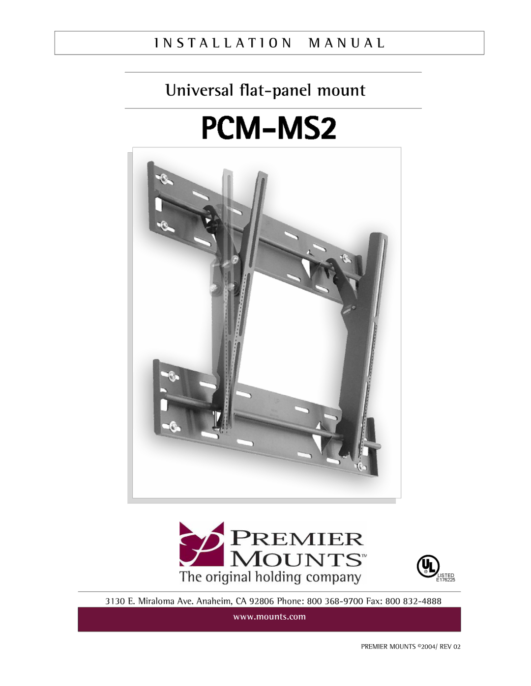 LG Electronics PCM-MS2 installation manual Universal flat-panel mount 