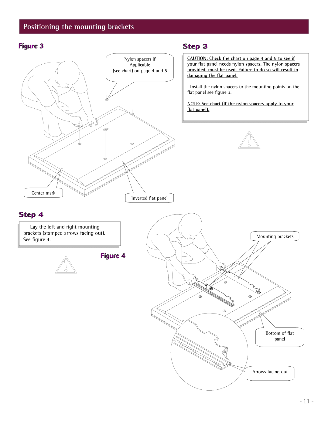 LG Electronics PCM-MS2 installation manual Positioning the mounting brackets 