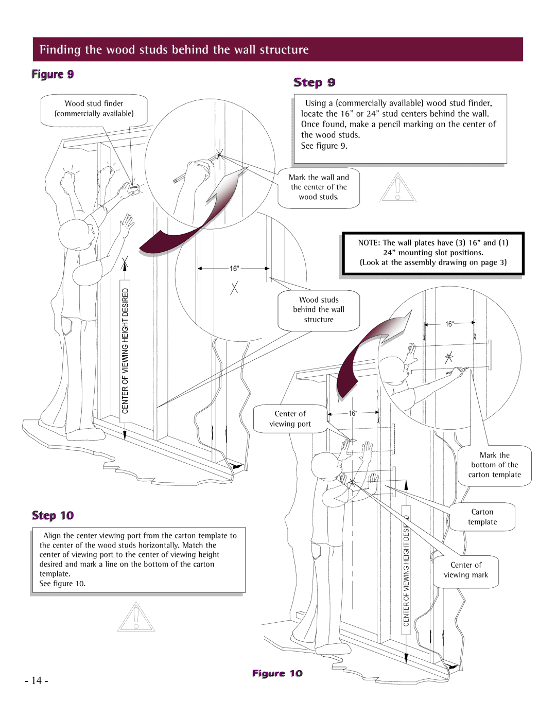 LG Electronics PCM-MS2 installation manual Finding the wood studs behind the wall structure 