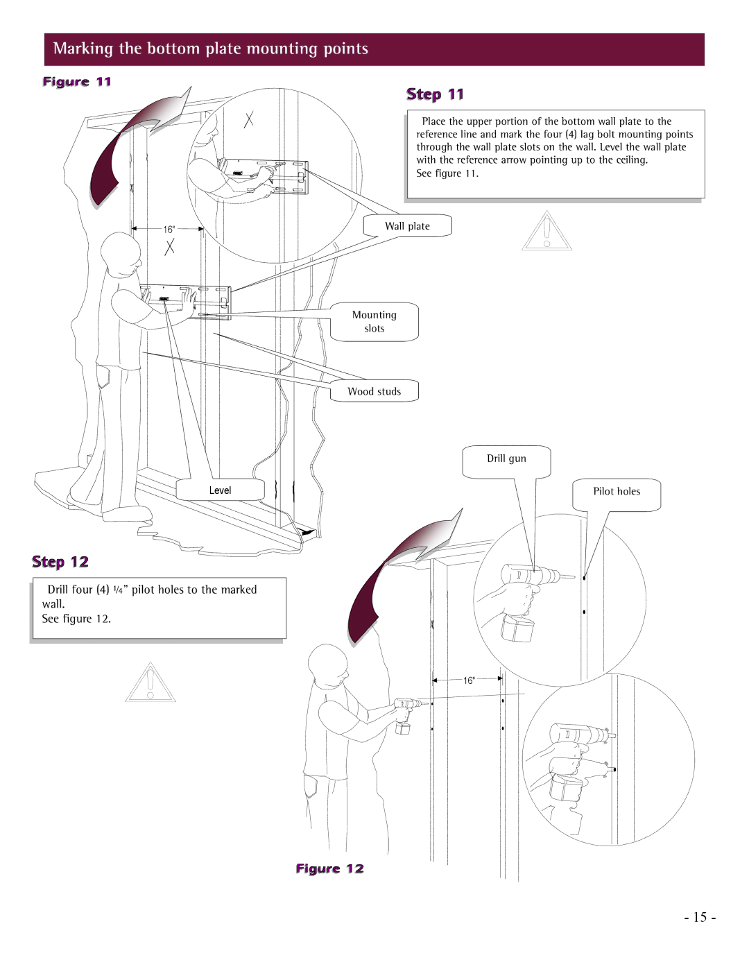 LG Electronics PCM-MS2 installation manual Marking the bottom plate mounting points 