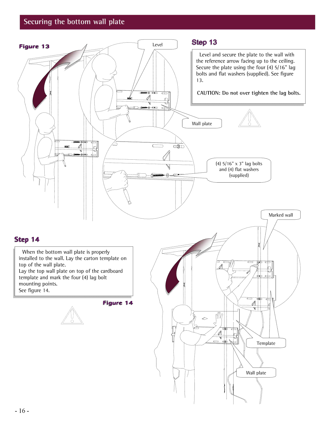 LG Electronics PCM-MS2 installation manual Securing the bottom wall plate 