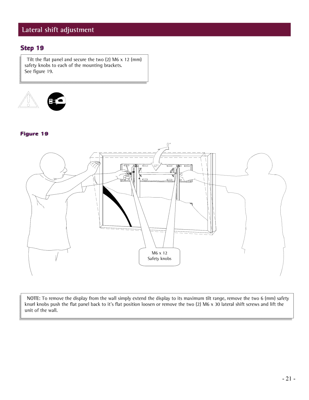 LG Electronics PCM-MS2 installation manual Lateral shift adjustment 