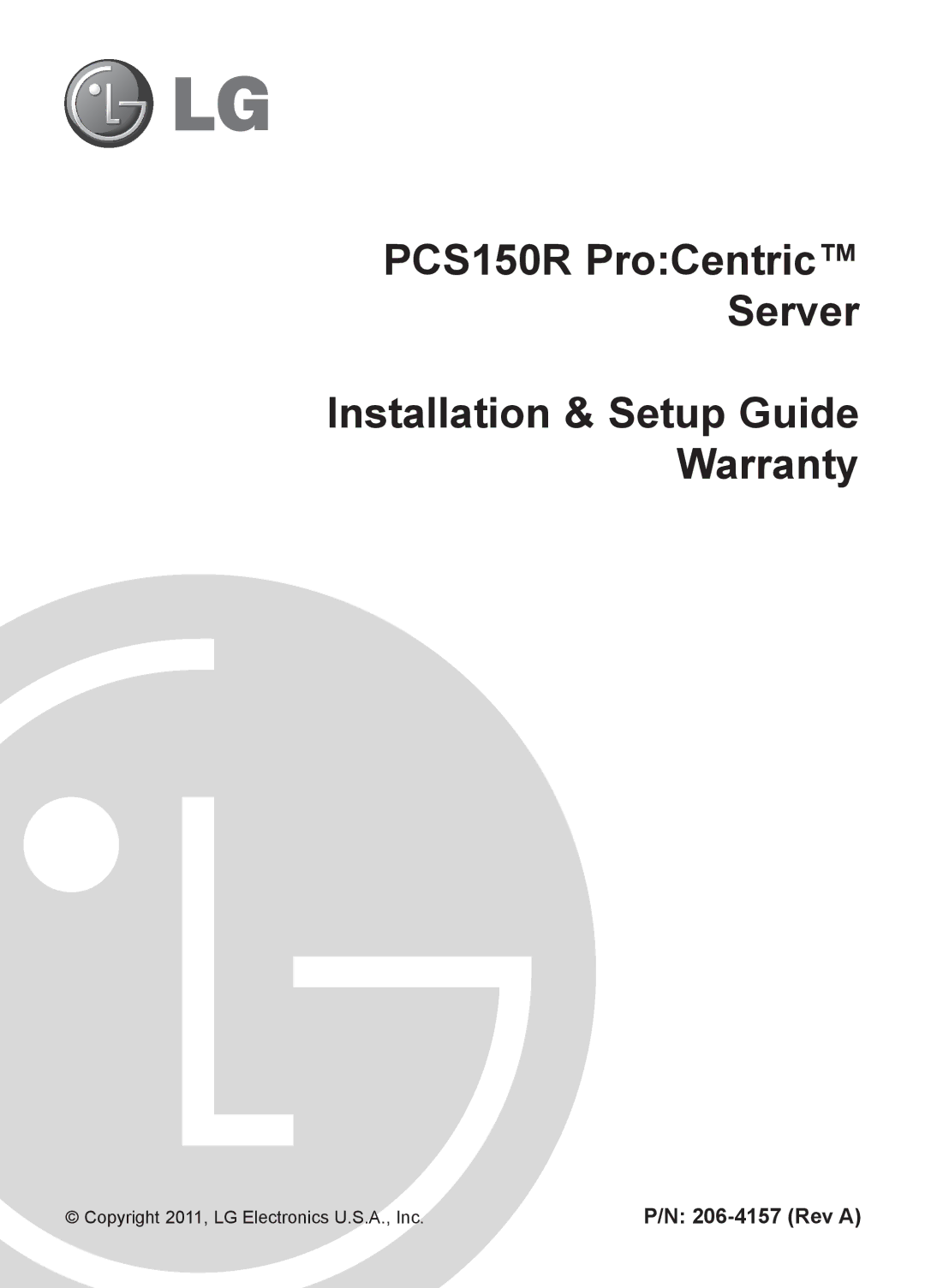 LG Electronics PCS150R setup guide Rev a, Copyright 2011, LG Electronics U.S.A., Inc 