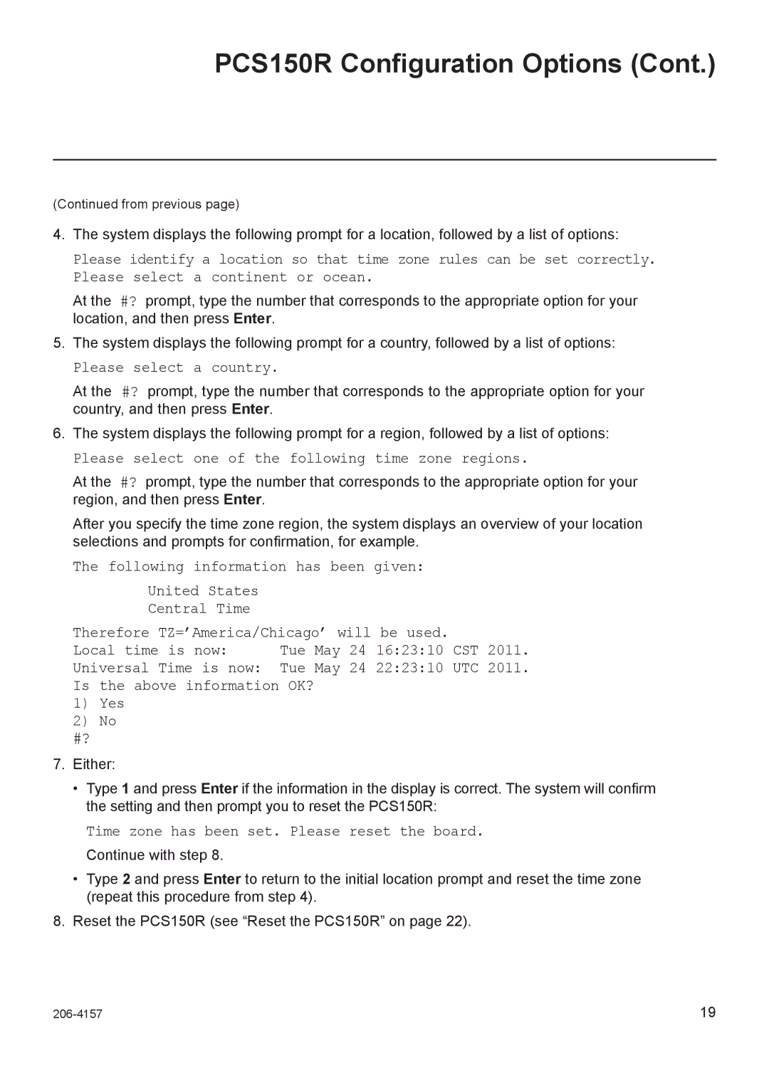 LG Electronics PCS150R setup guide Please select a country, Please select one of the following time zone regions 