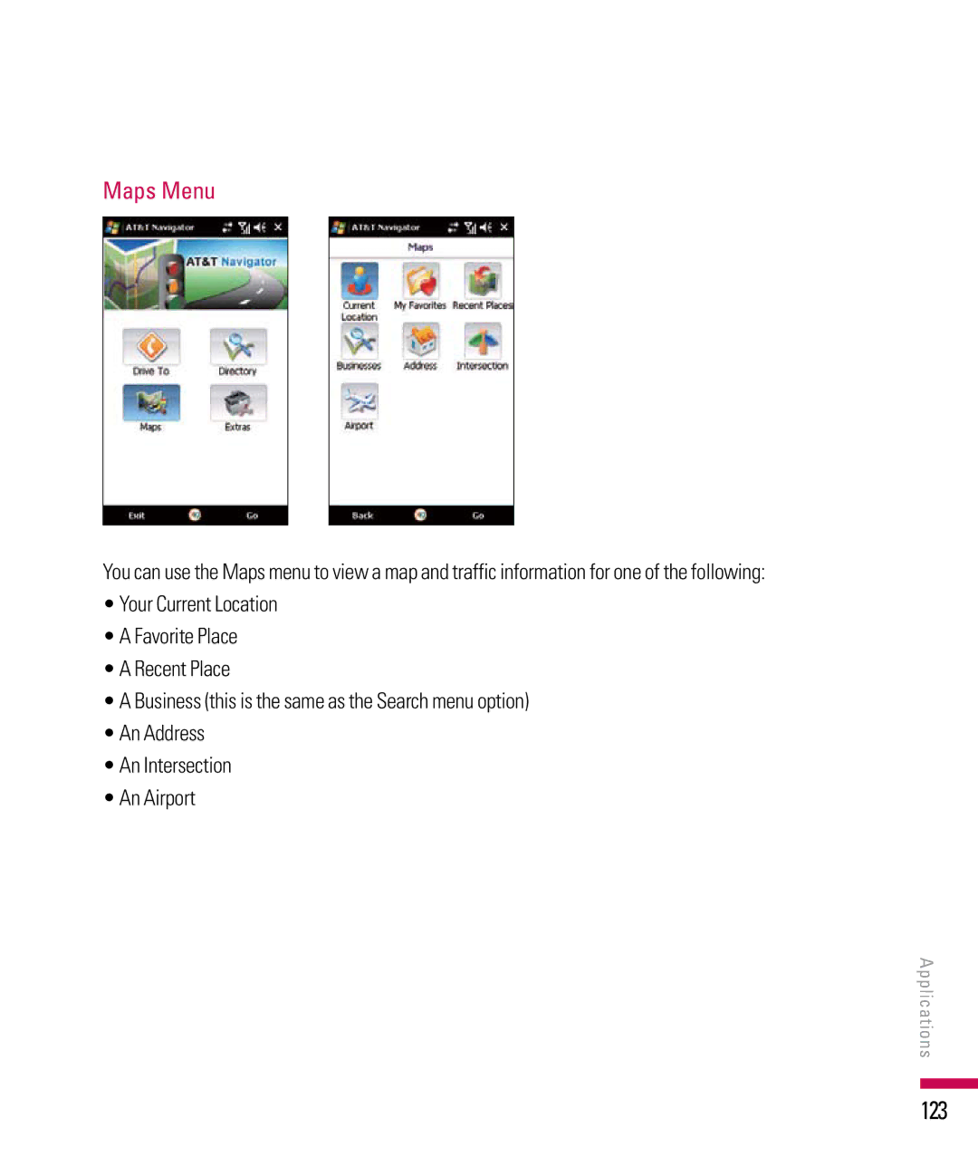 LG Electronics PDA manual 123, Maps Menu 