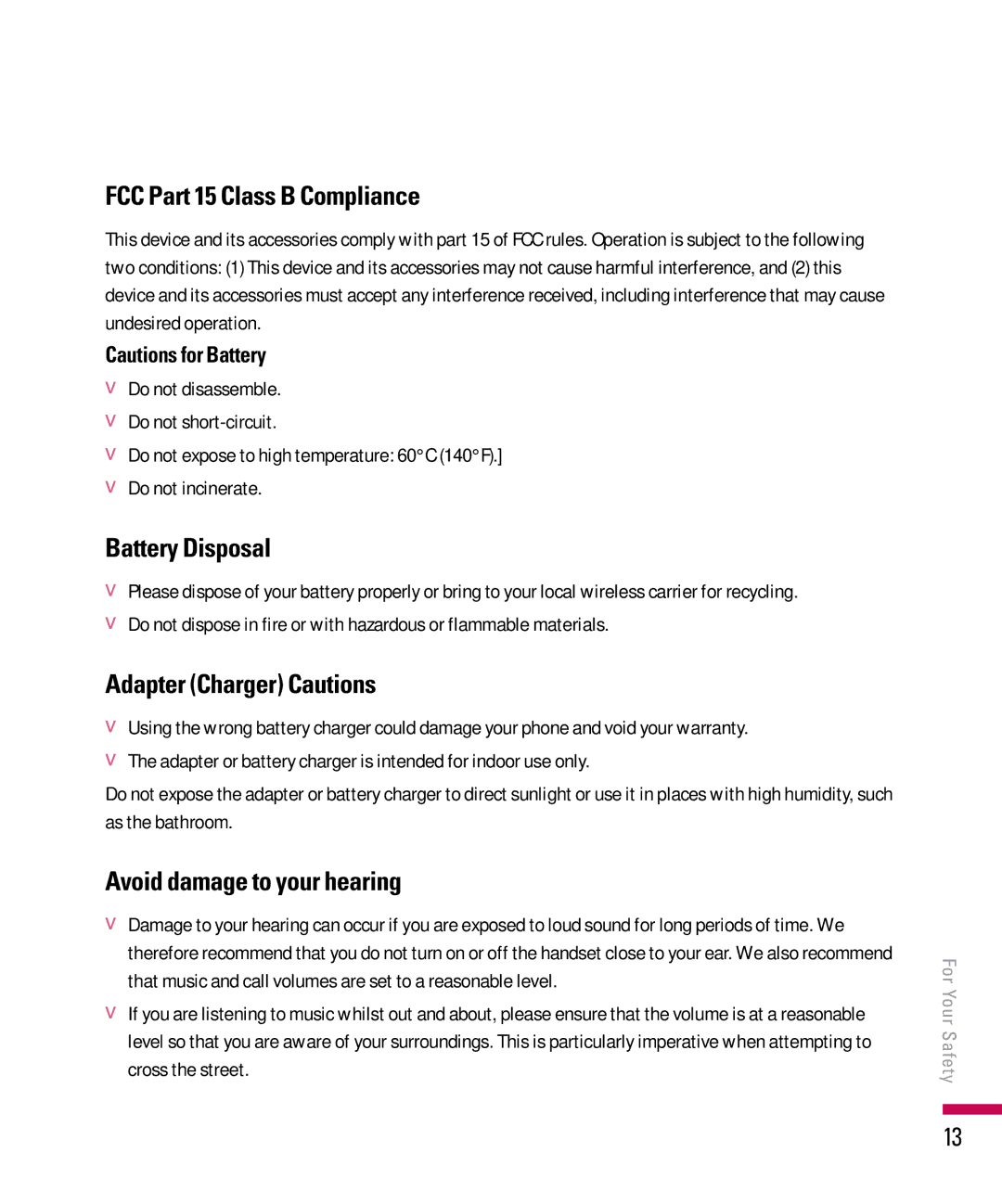 LG Electronics PDA manual FCC Part 15 Class B Compliance 