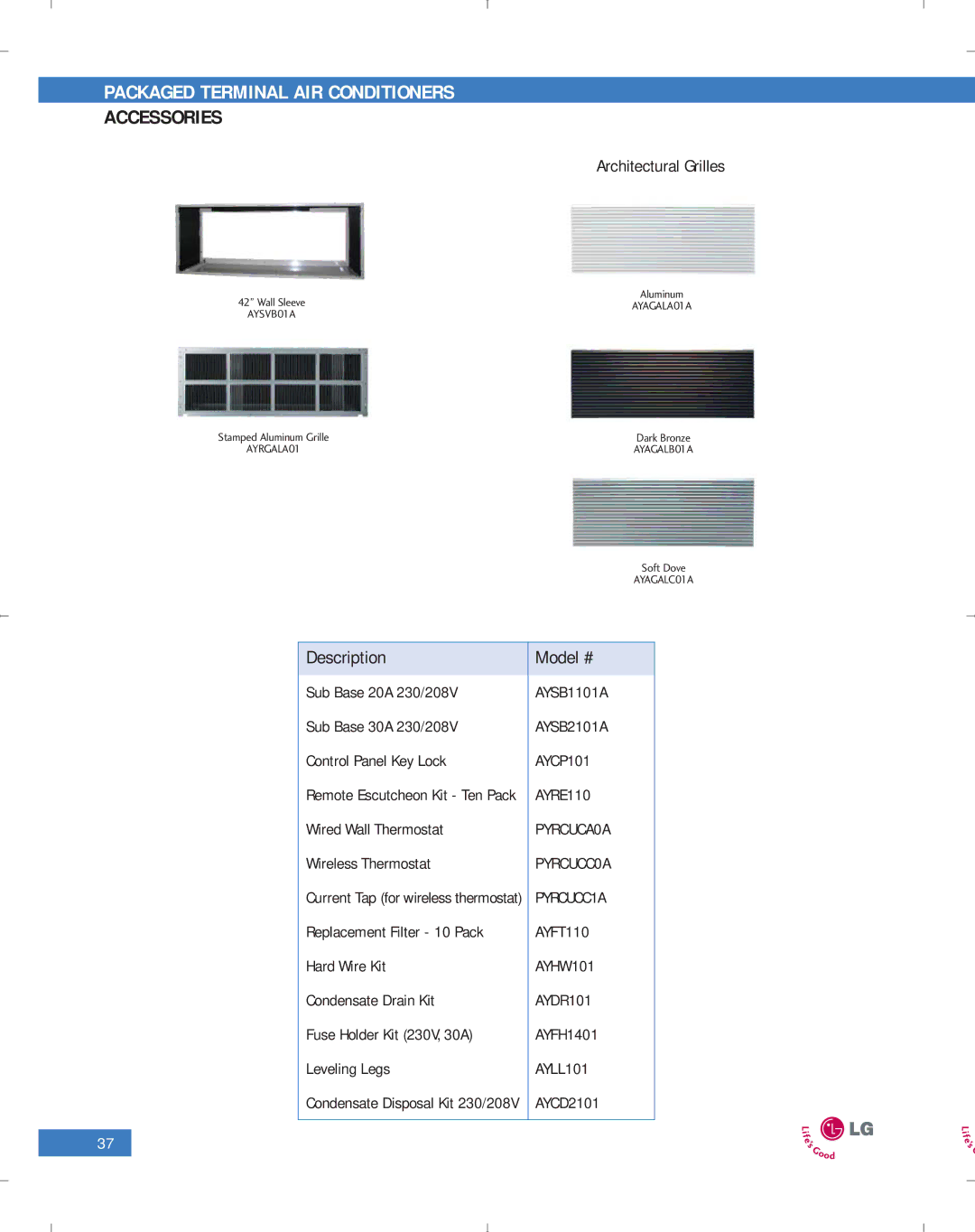 LG Electronics PG-100-2006-VER3 manual Accessories 