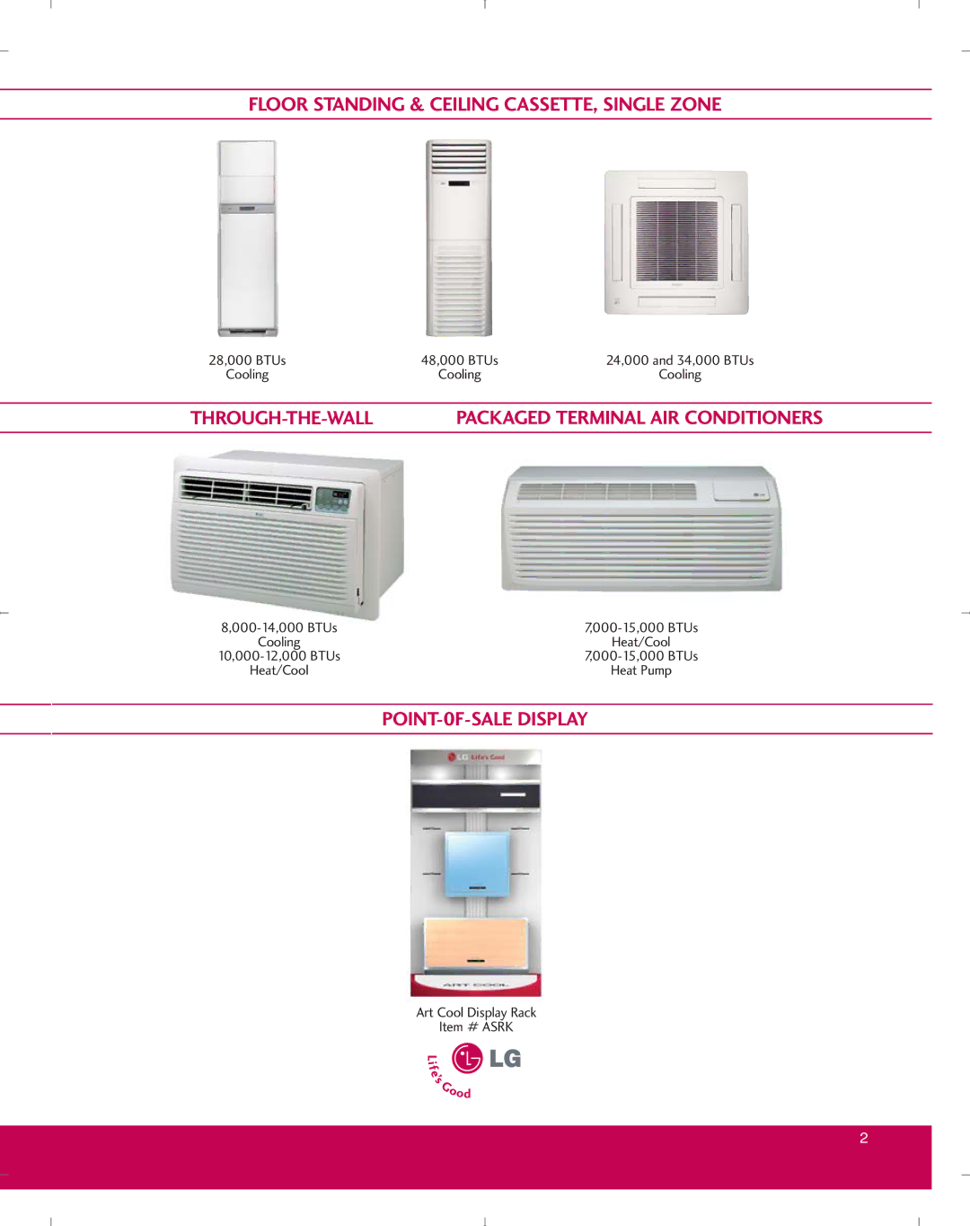 LG Electronics PG-100-2006-VER3 manual Floor Standing & Ceiling CASSETTE, Single Zone 