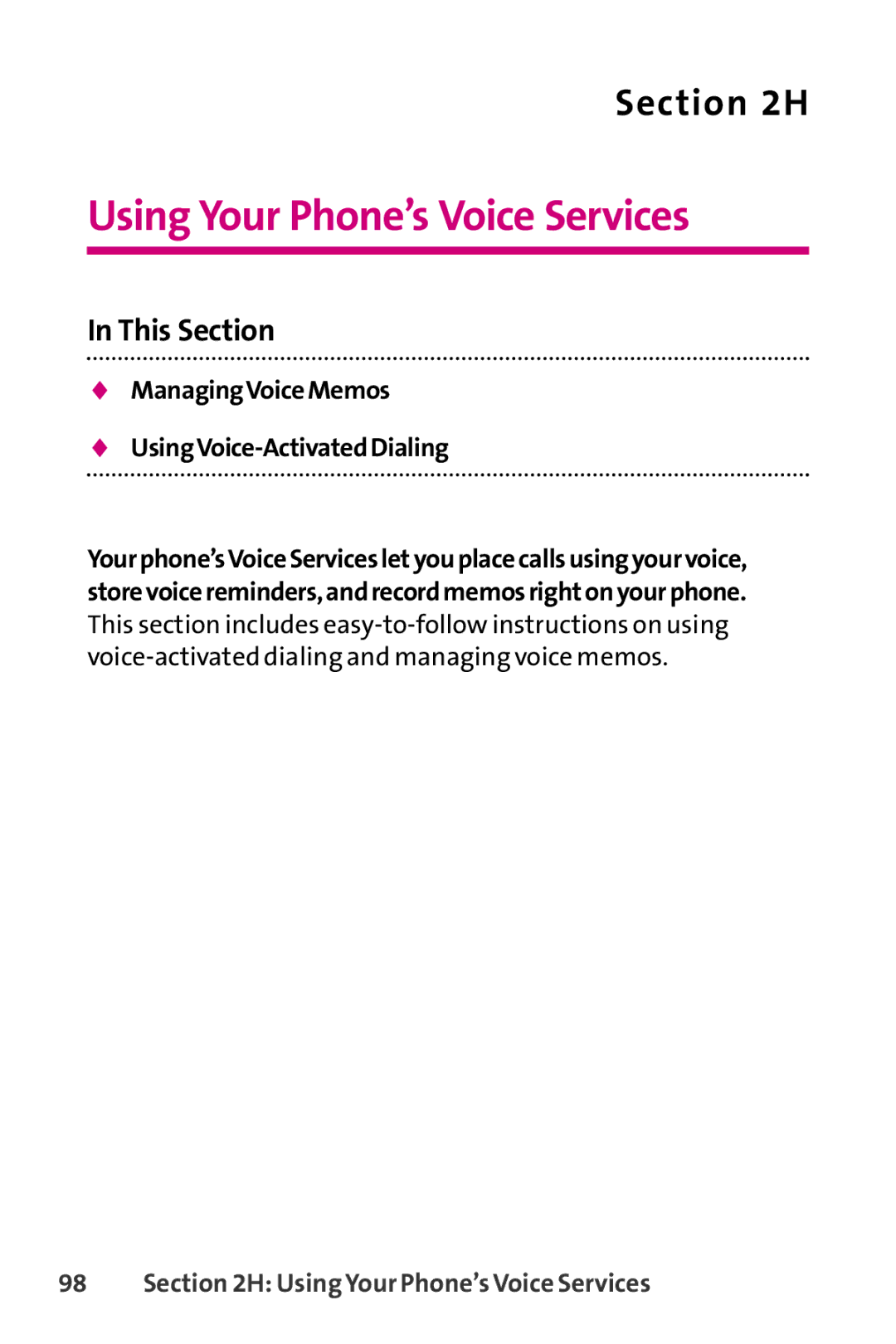 LG Electronics PHONE 150 manual ManagingVoiceMemos UsingVoice-ActivatedDialing, Using Your Phone’s Voice Services 