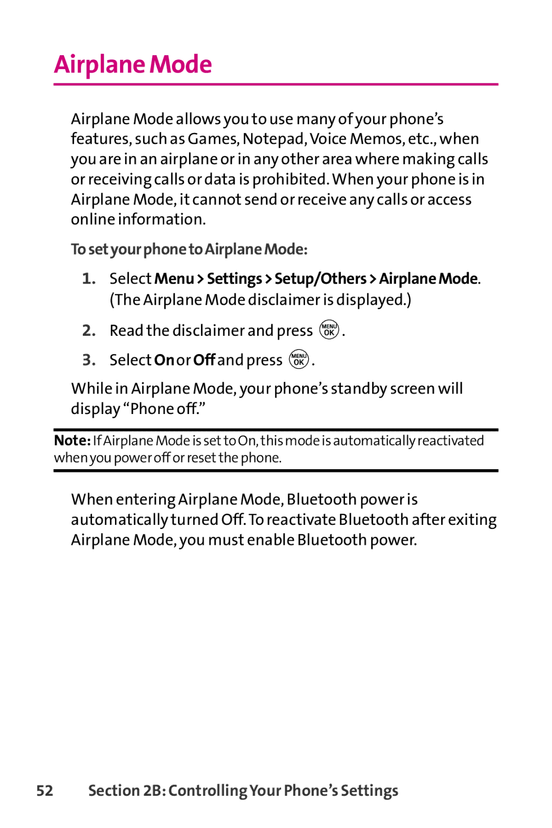 LG Electronics PHONE 150 manual Airplane Mode, TosetyourphonetoAirplaneMode 