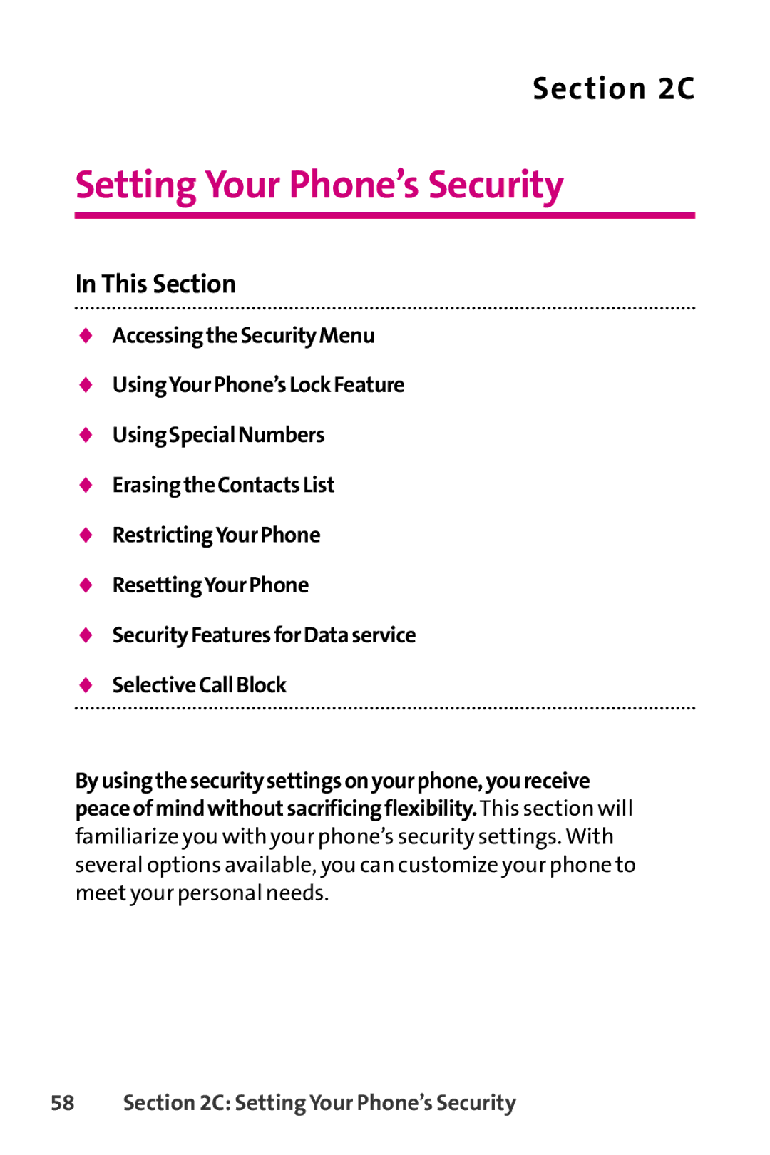 LG Electronics PHONE 150 manual Setting Your Phone’s Security 