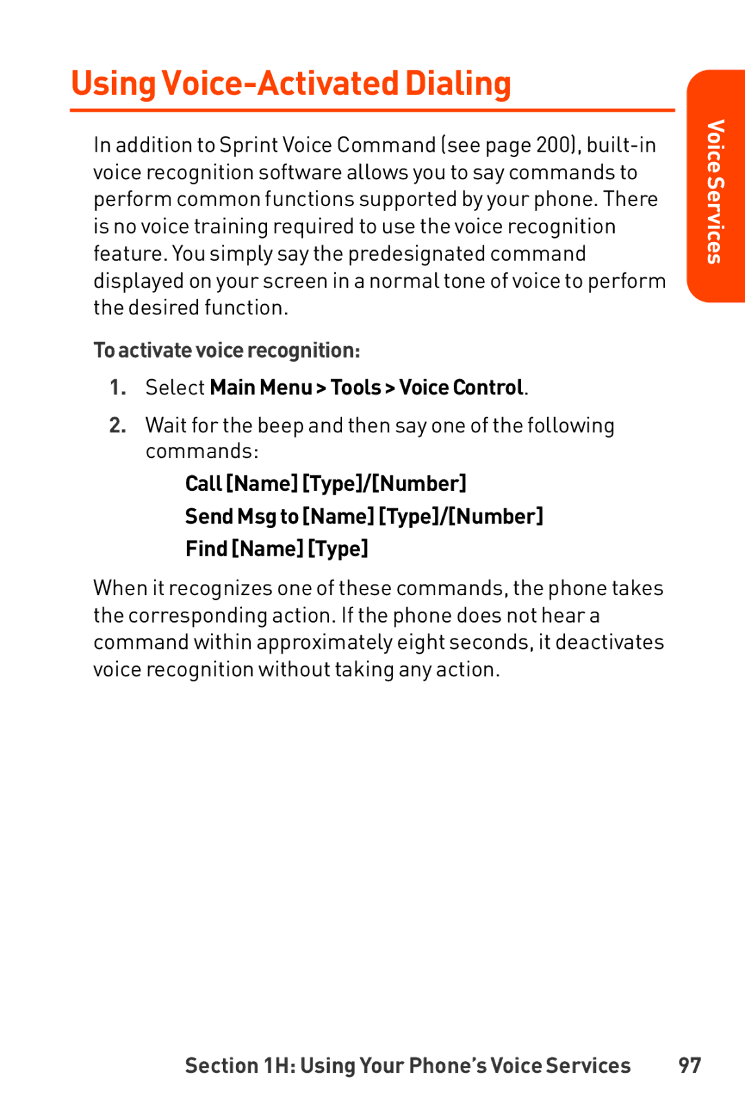 LG Electronics Phone manual Using Voice-Activated Dialing, Toactivatevoicerecognition, Select Main Menu Tools Voice Control 