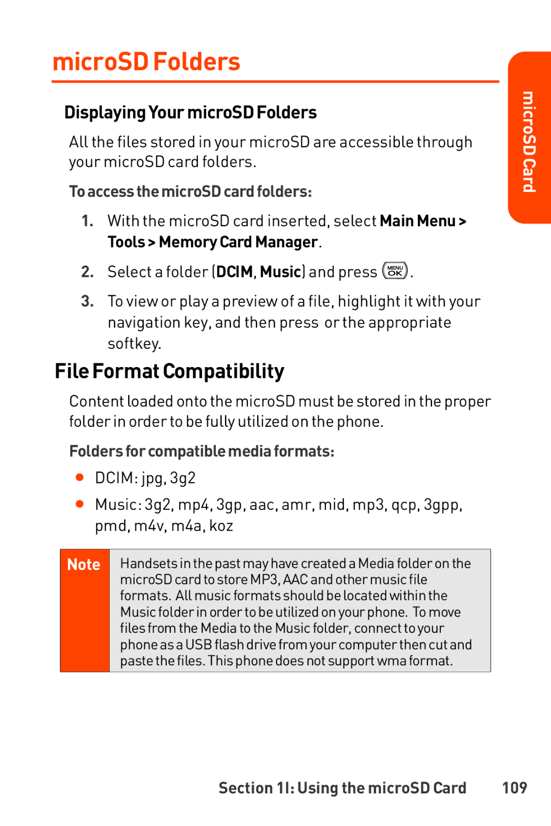 LG Electronics Phone manual MicroSD Folders, File Format Compatibility, DisplayingYourmicroSDFolders 