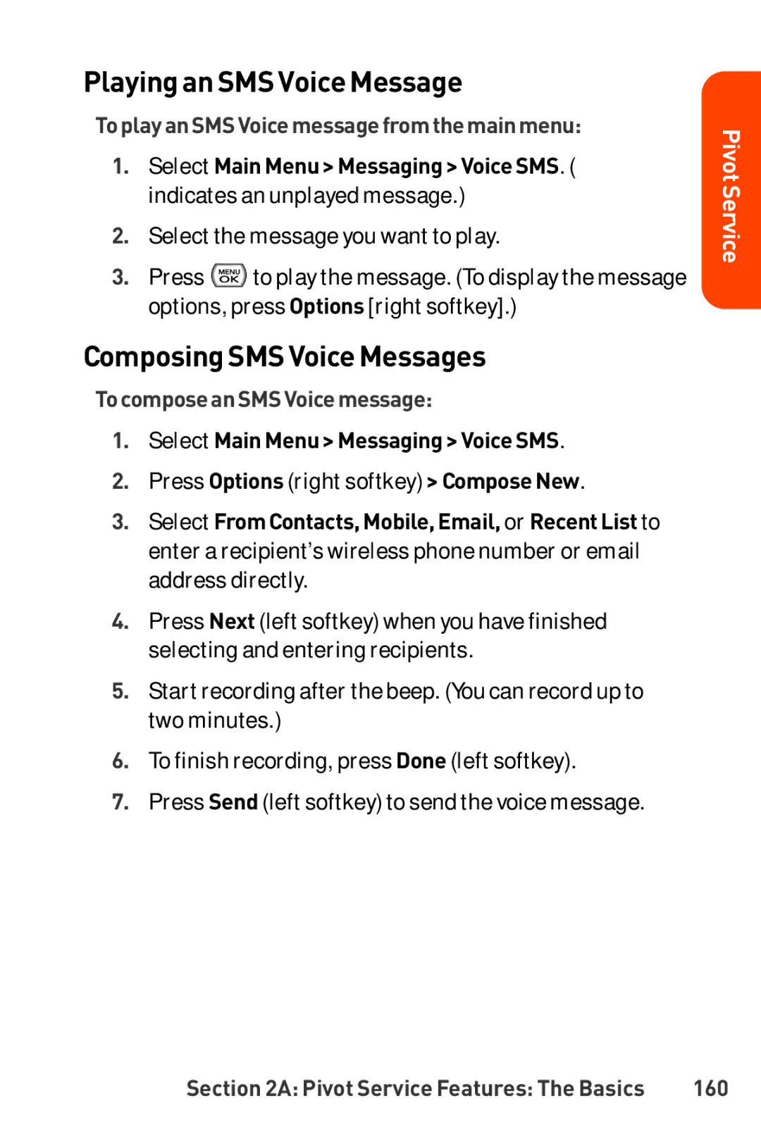 LG Electronics Phone Playingan SMS Voice Message, ComposingSMS Voice Messages, ToplayanSMS Voice messagefromthemainmenu 