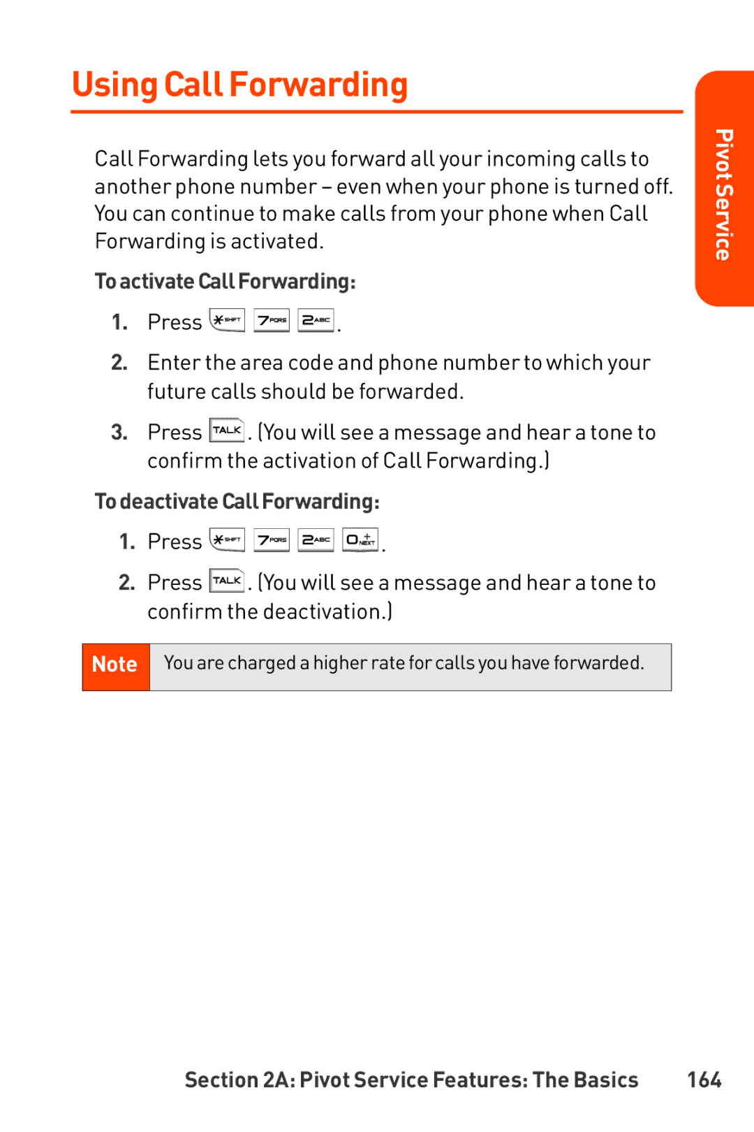 LG Electronics Phone manual Using Call Forwarding, TodeactivateCallForwarding, 164 