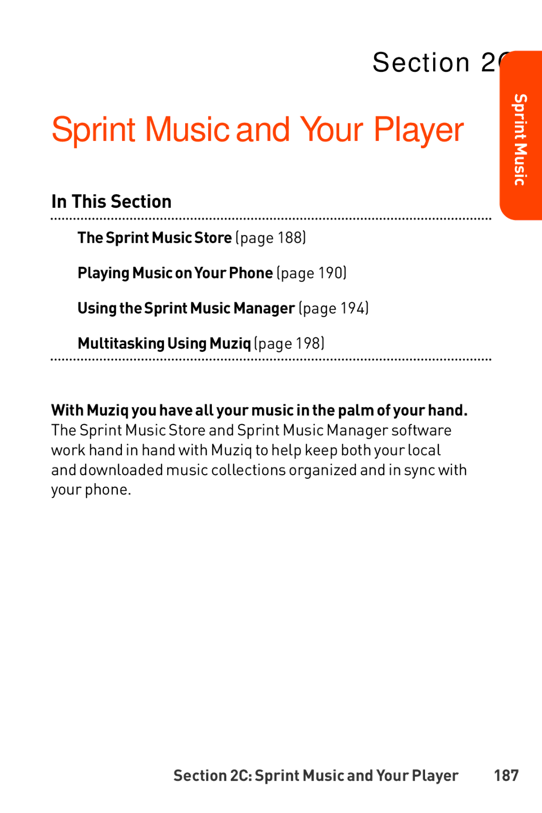 LG Electronics Phone manual Sprint Music and Your Player, 187 