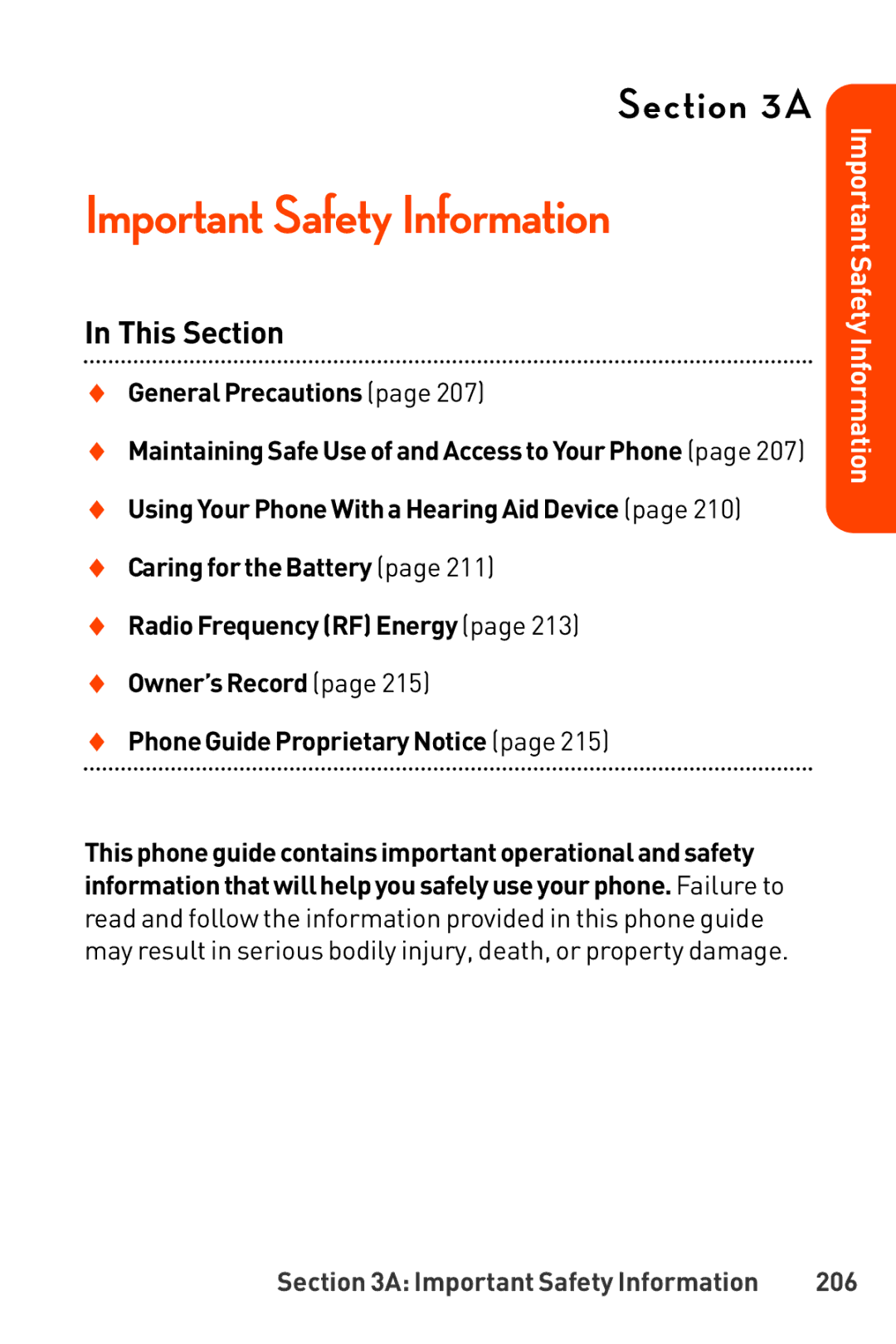 LG Electronics Phone manual  General Precautions, 206 