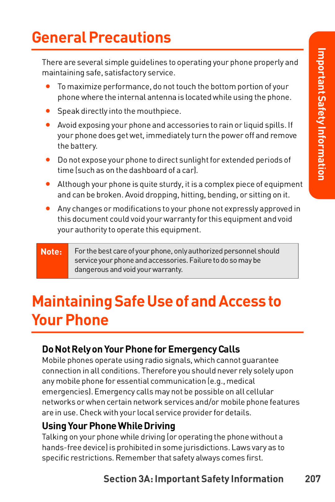 LG Electronics General Precautions, Maintaining Safe Use of and Access to Your Phone, Using Your Phone While Driving 