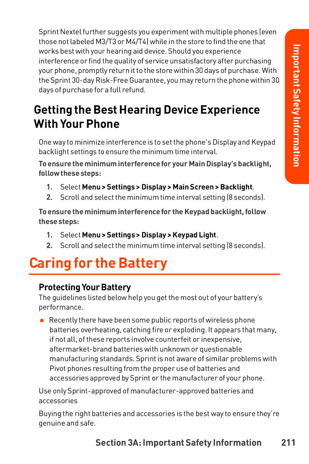 LG Electronics manual Caring for the Battery, Getting the Best Hearing Device Experience With Your Phone, 211 