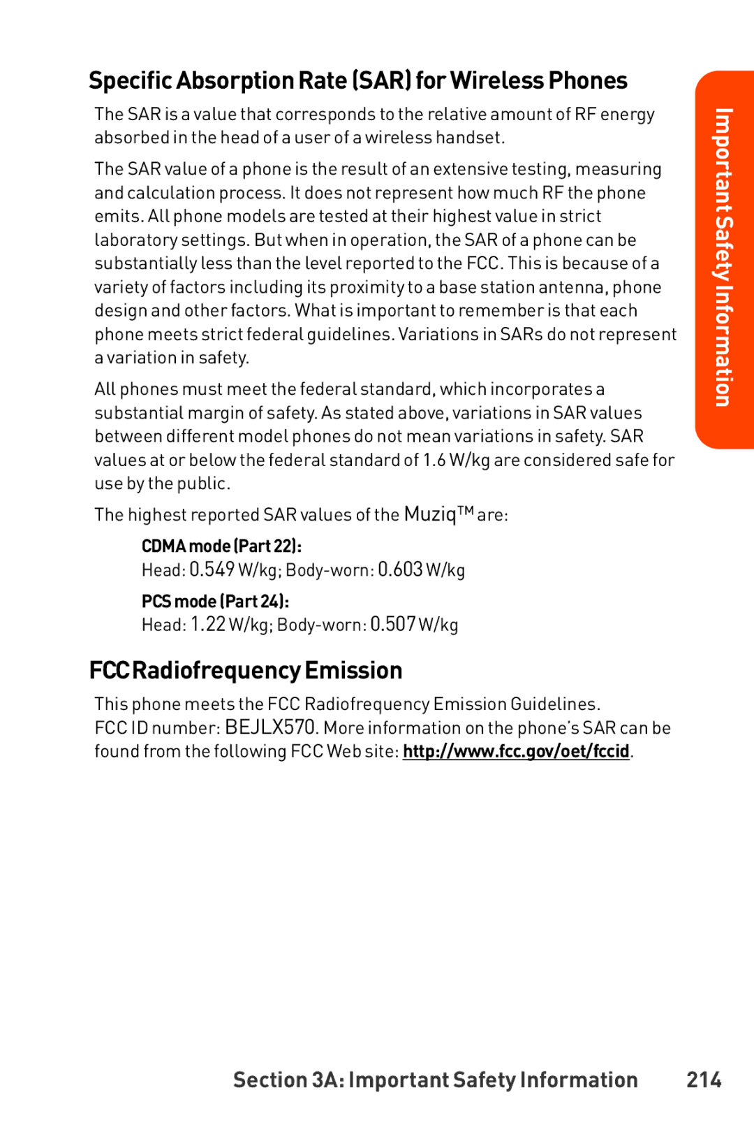 LG Electronics manual SpecificAbsorptionRateSARforWirelessPhones, FCCRadiofrequencyEmission, 214 