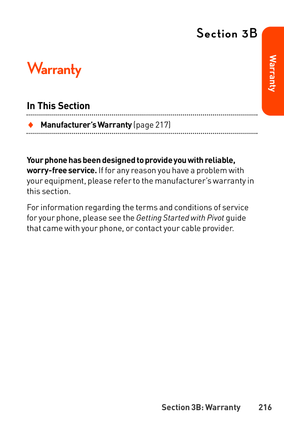 LG Electronics Phone manual  Manufacturer’s Warranty, Warranty 216 