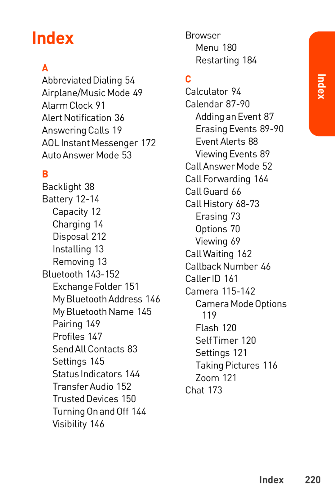 LG Electronics Phone manual Index 