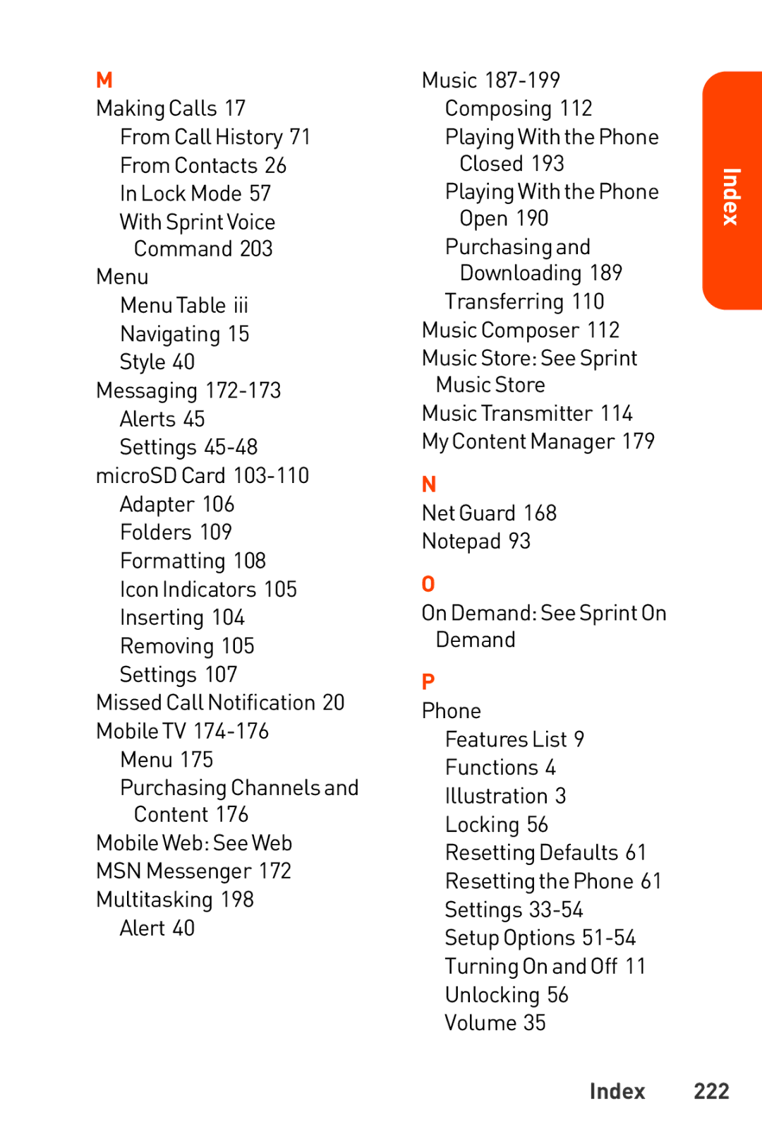 LG Electronics Phone manual Index 