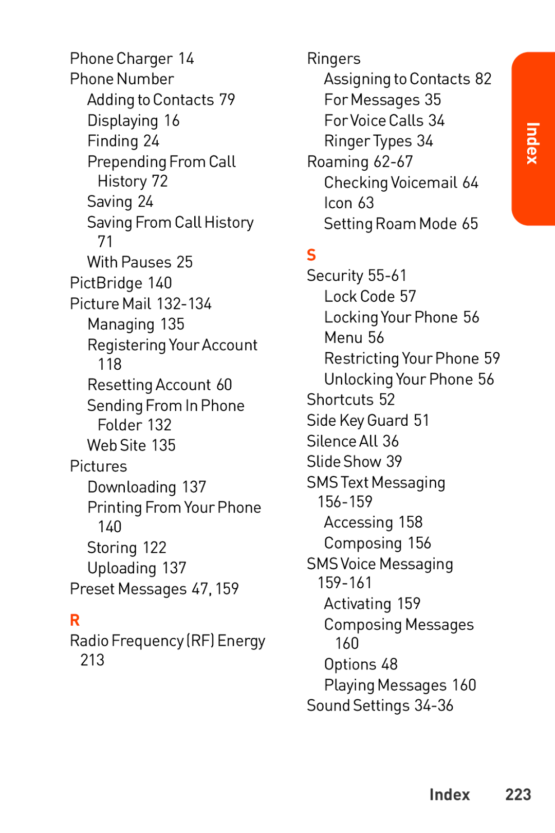 LG Electronics Phone manual Index 