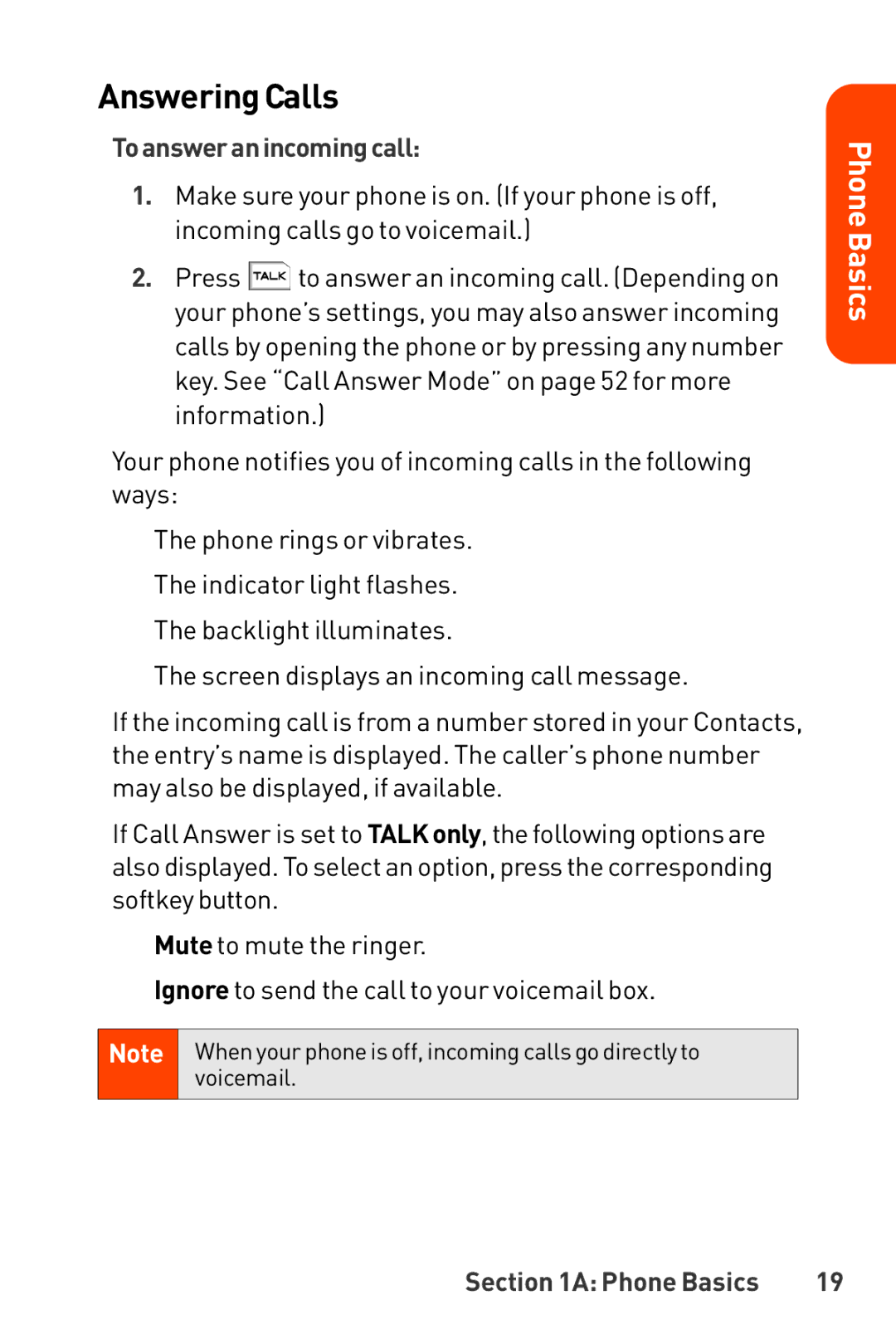 LG Electronics Phone manual Answering Calls, Toansweranincomingcall 