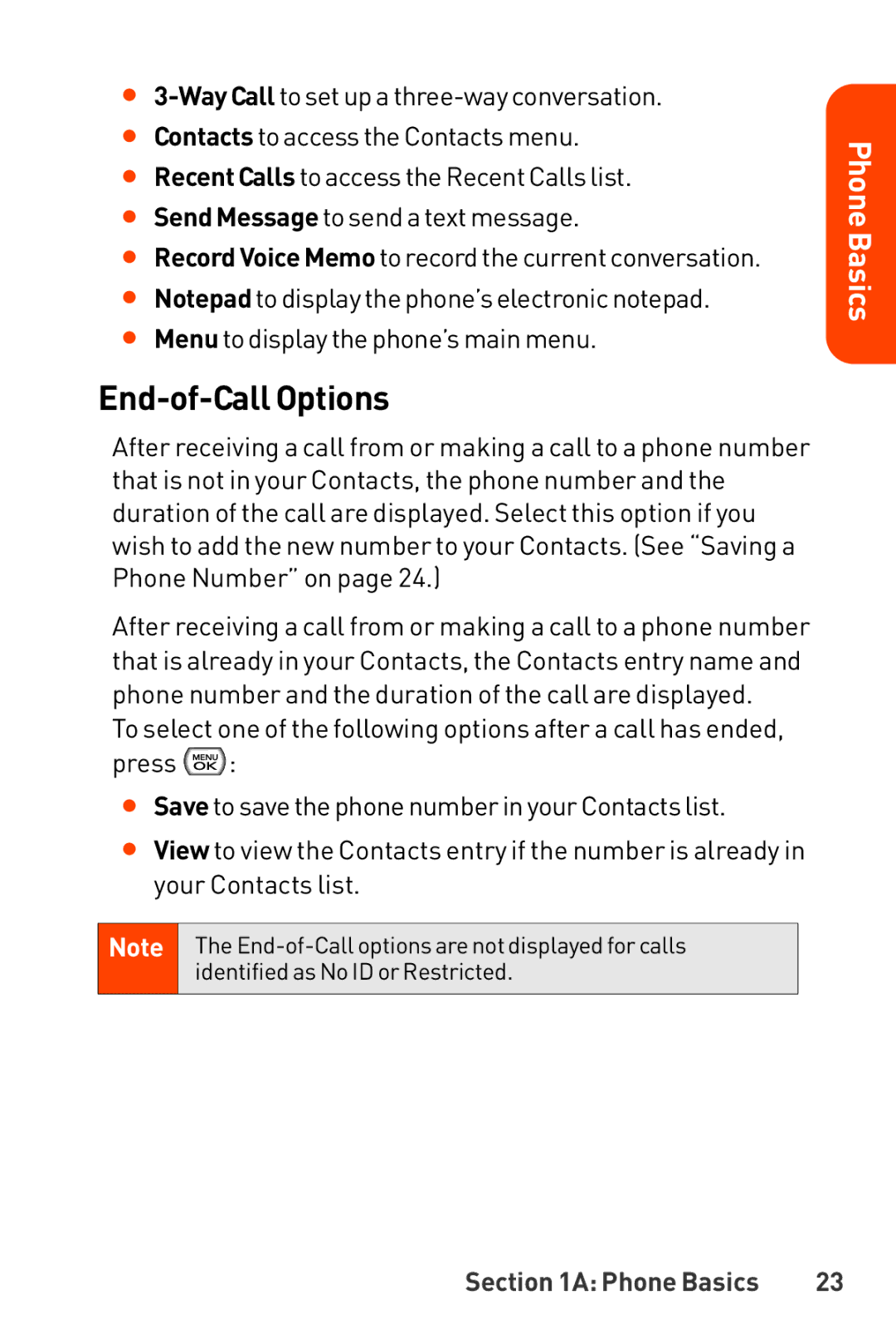 LG Electronics Phone manual End-of-Call Options 