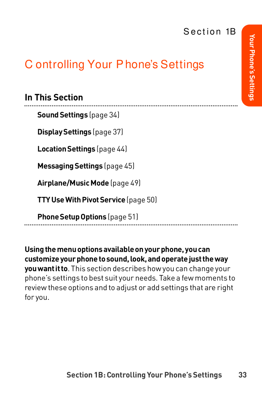 LG Electronics manual Controlling Your Phone’s Settings 