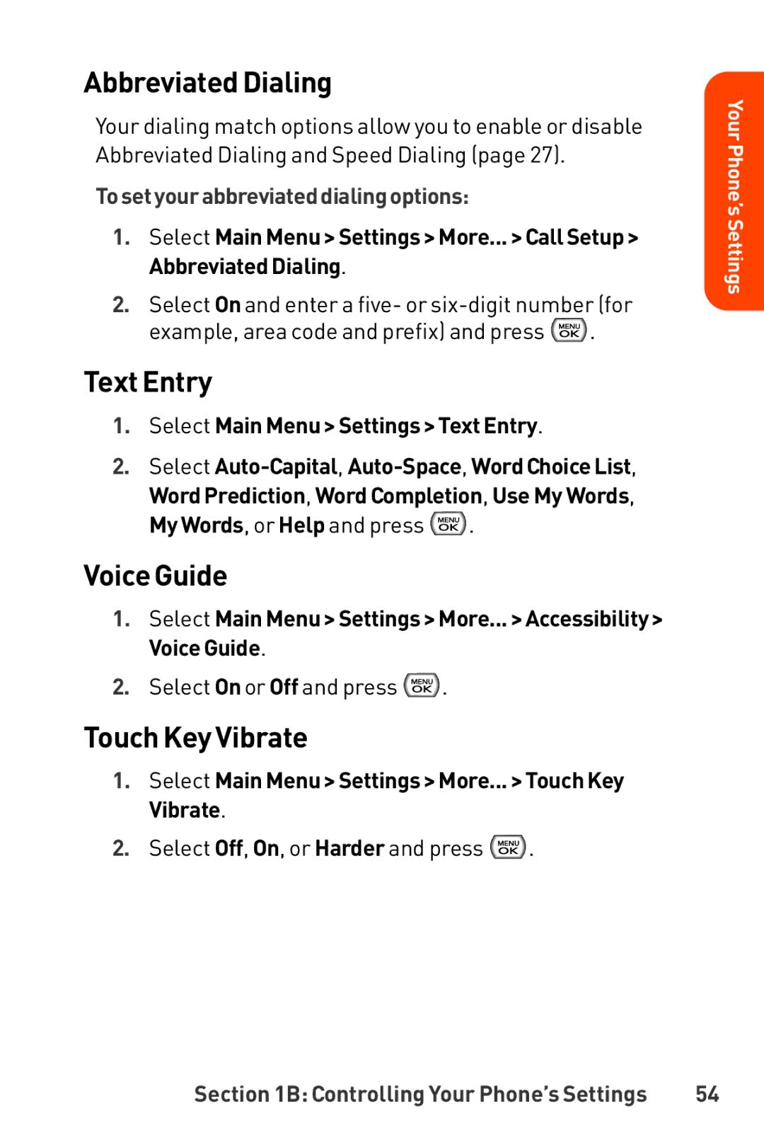 LG Electronics Phone Abbreviated Dialing, Text Entry, Voice Guide, Touch Key Vibrate, Tosetyourabbreviateddialingoptions 