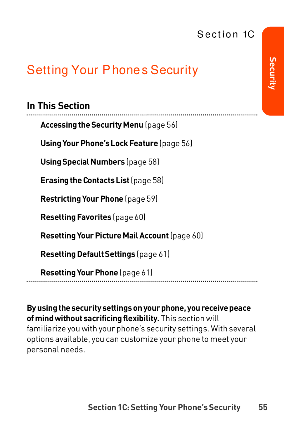 LG Electronics manual Setting Your Phone’s Security 