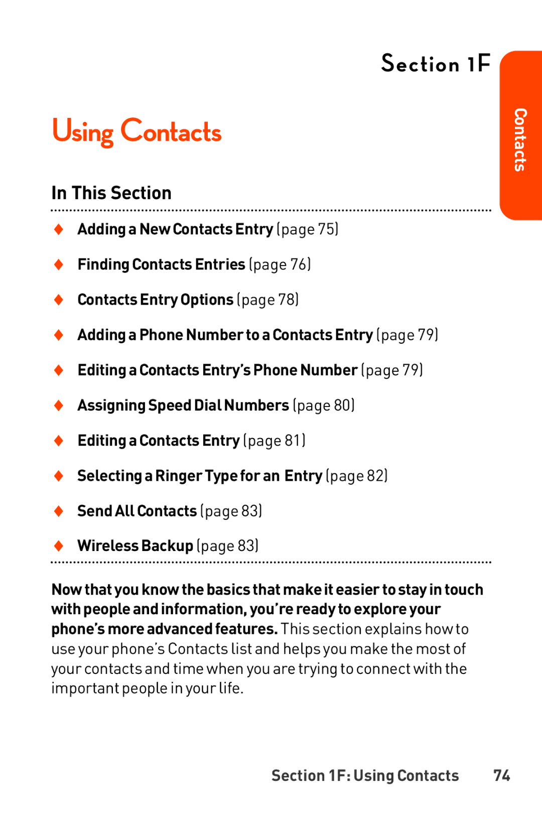 LG Electronics Phone manual Using Contacts 