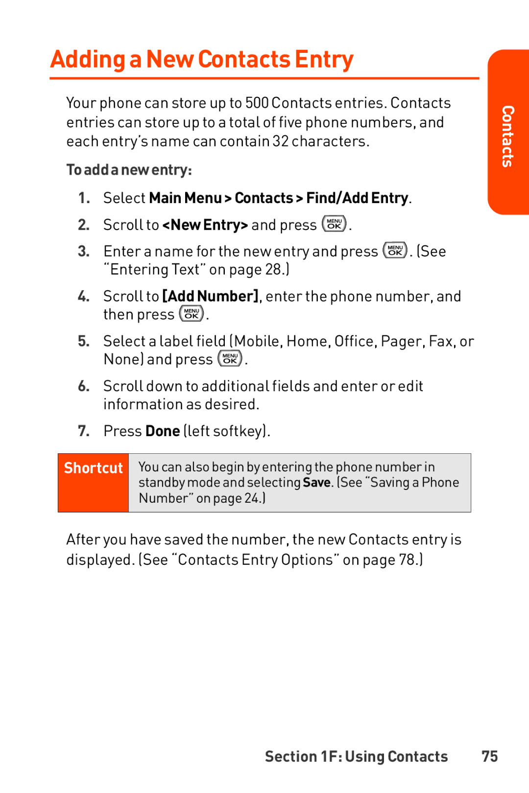 LG Electronics Phone manual Adding a New Contacts Entry, Toaddanewentry, Select Main Menu Contacts Find/Add Entry 