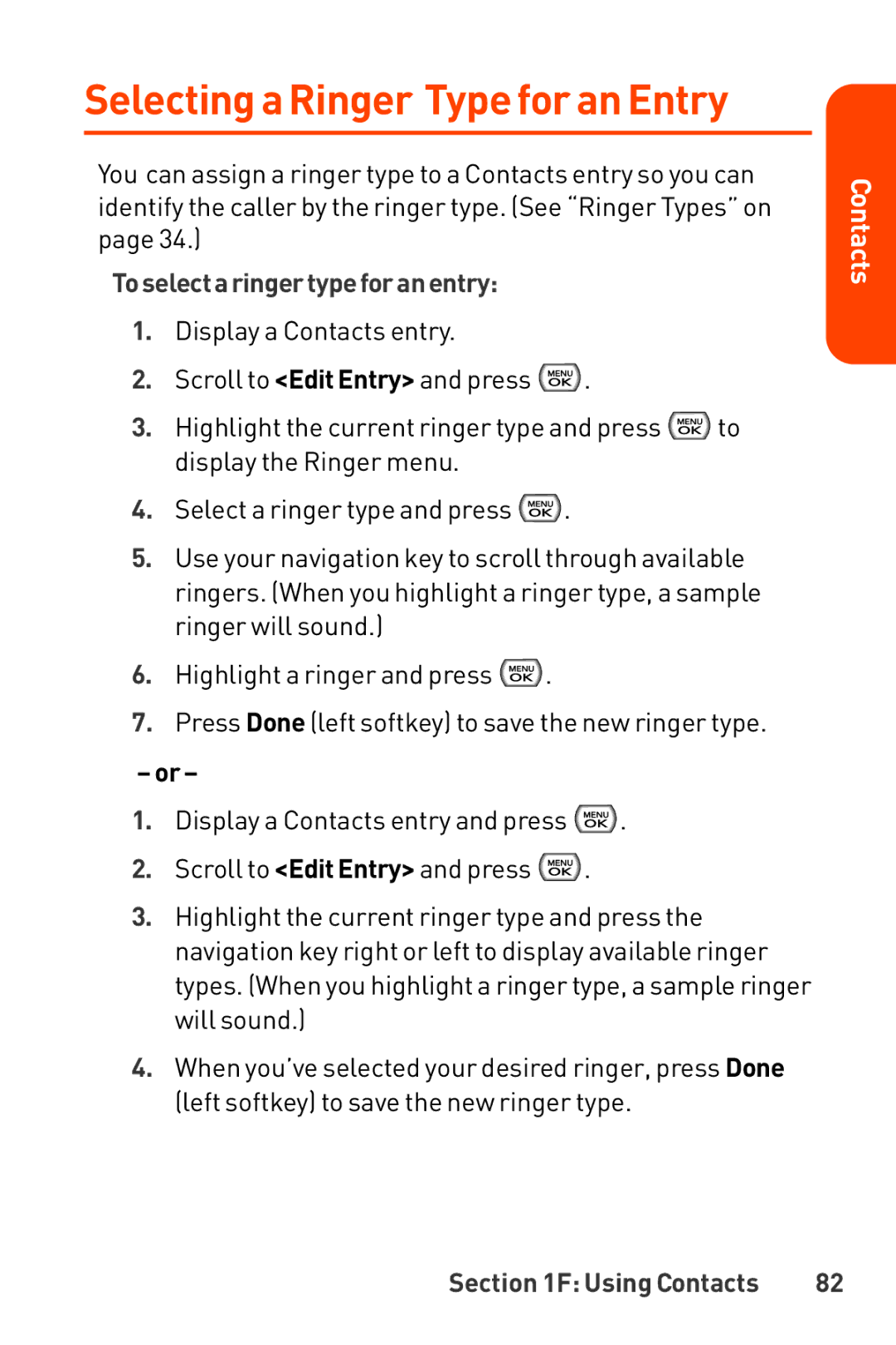 LG Electronics Phone manual Selecting a Ringer Type for an Entry, Toselecta ringertypeforanentry 