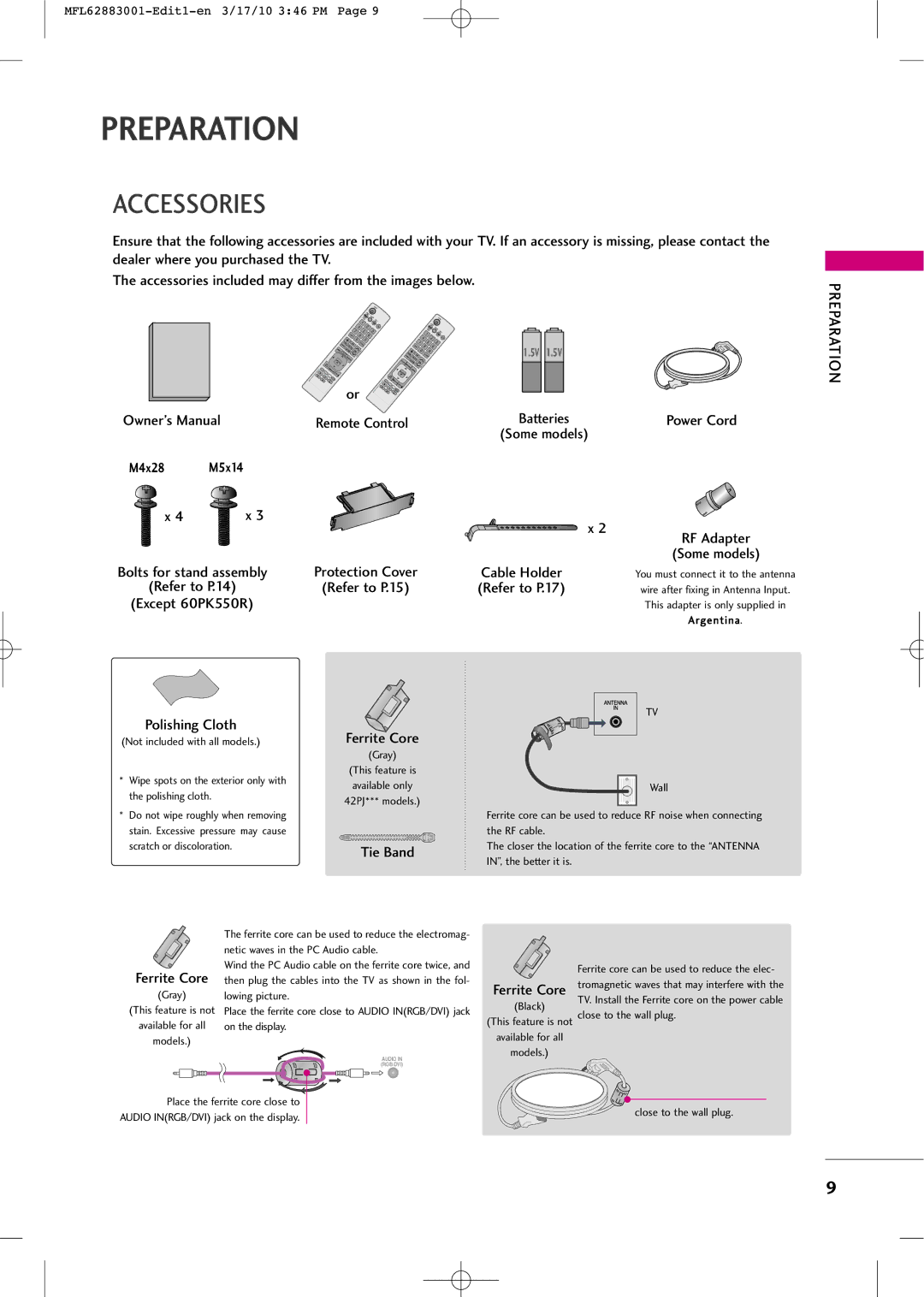 LG Electronics PJ250R manual Preparation, Accessories, M4x28 