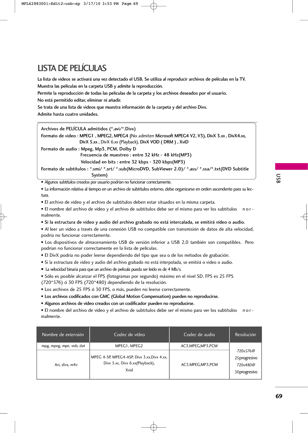 LG Electronics PJ250R manual Lista DE Películas, 25progresivo, 30progresivo 