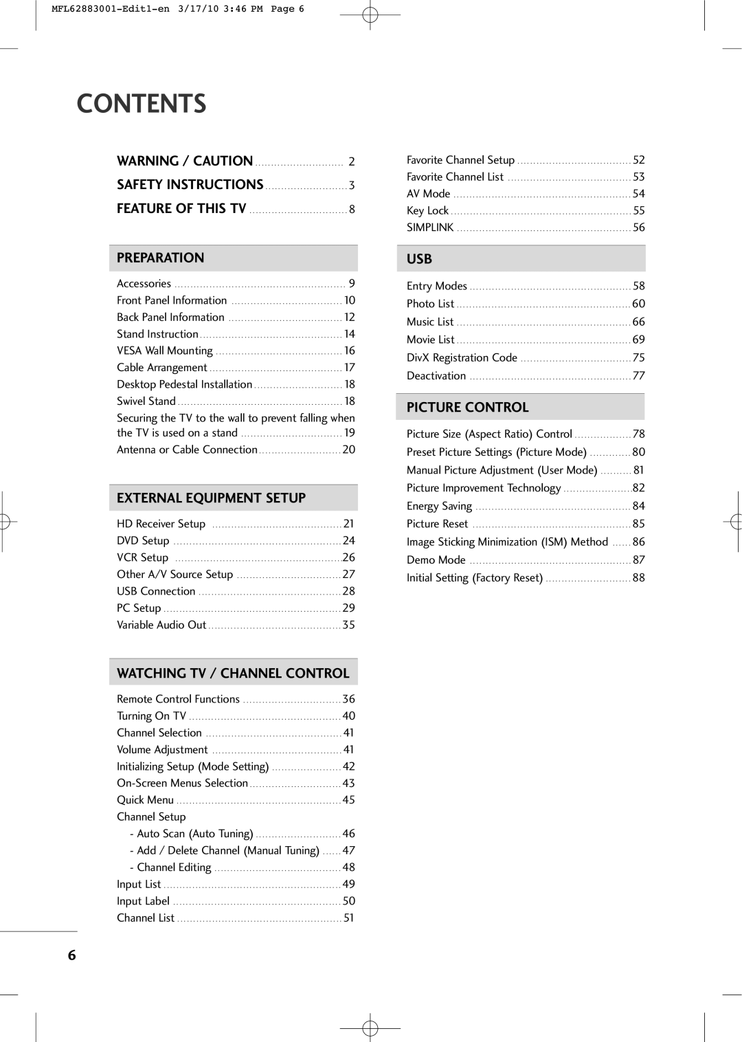 LG Electronics PJ250R manual Contents 