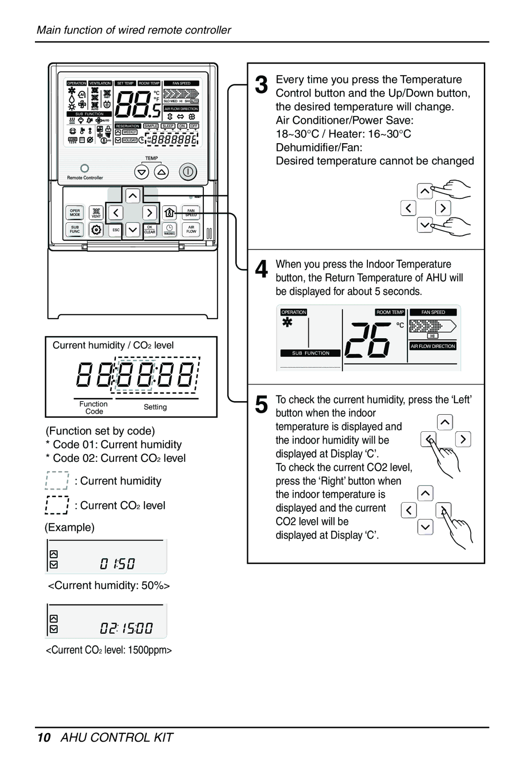 LG Electronics PRCKD20E, PRCKD40E owner manual Current humidity / CO2 level 