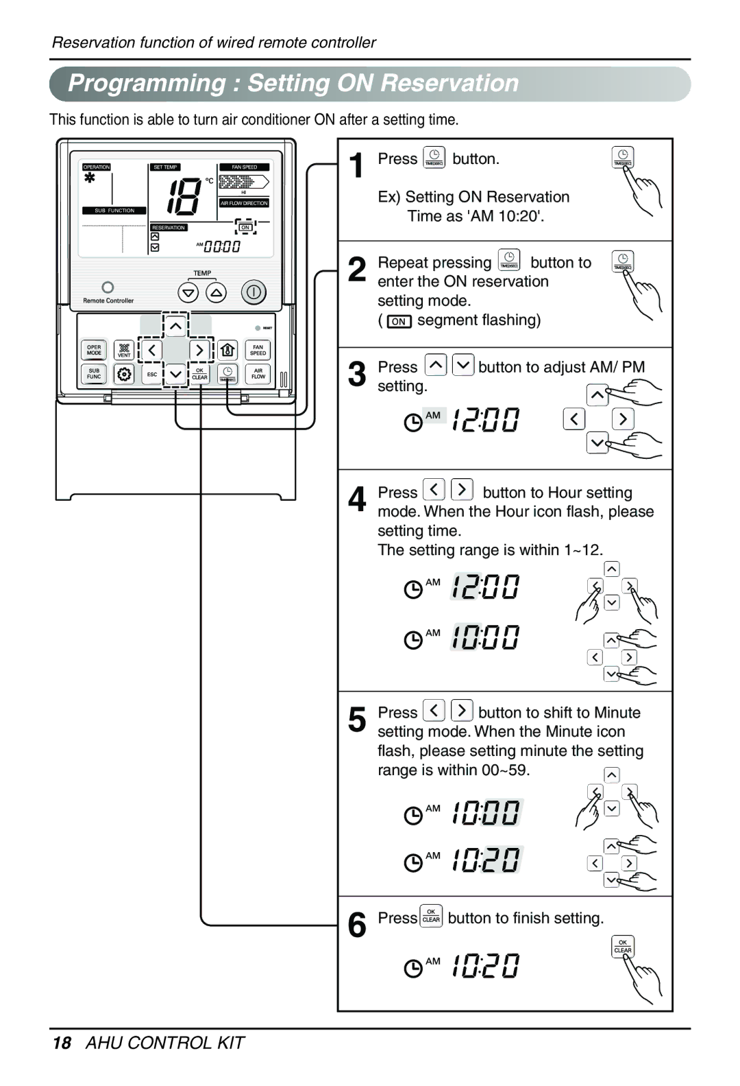 LG Electronics PRCKD20E, PRCKD40E owner manual Programming Setting on Reservation 