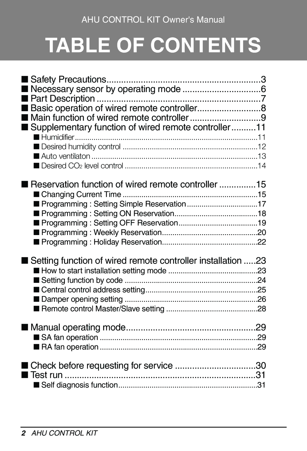 LG Electronics PRCKD20E, PRCKD40E owner manual Table of Contents 