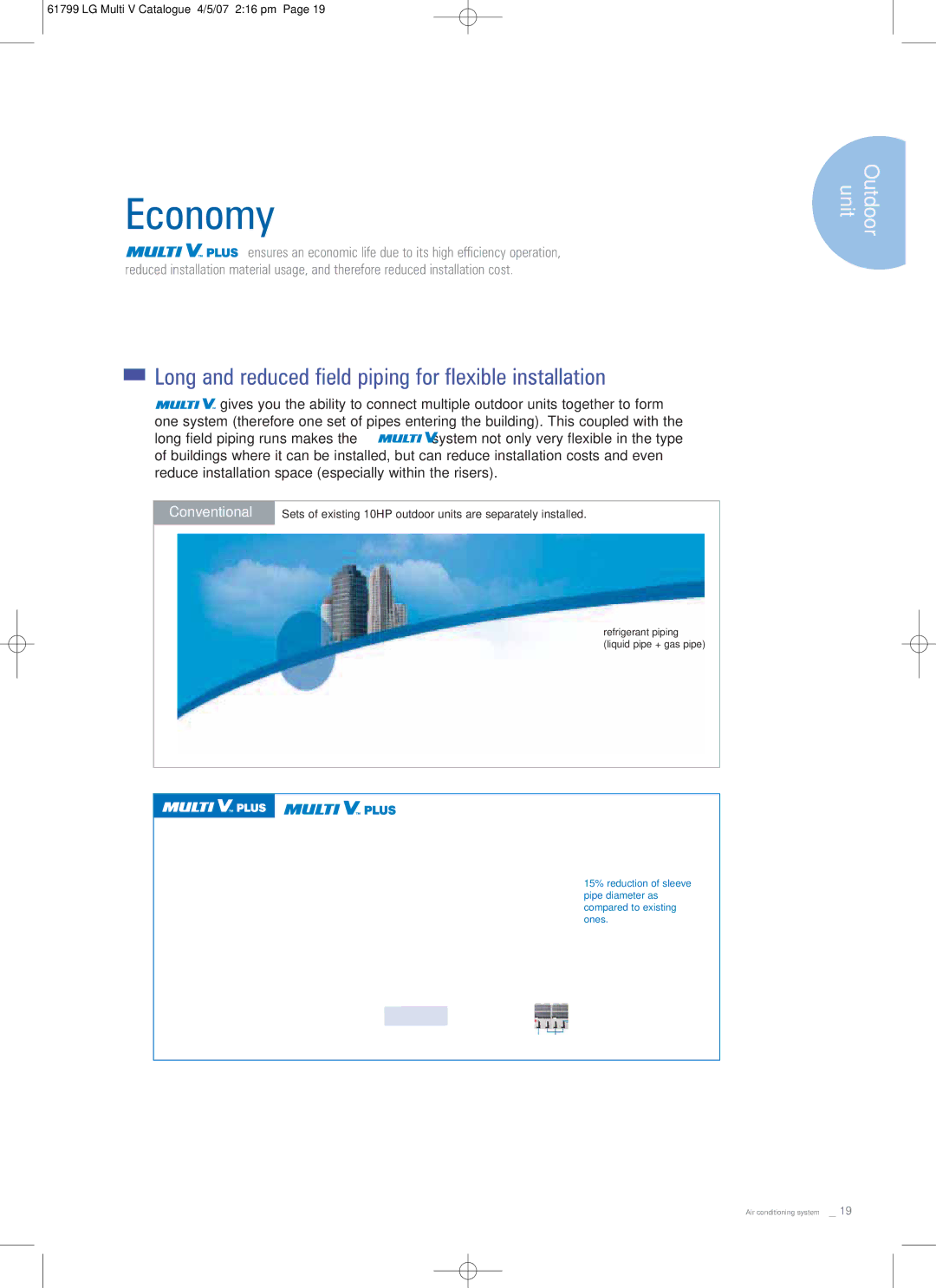 LG Electronics PRHR040 manual Economy, Long and reduced field piping for flexible installation 