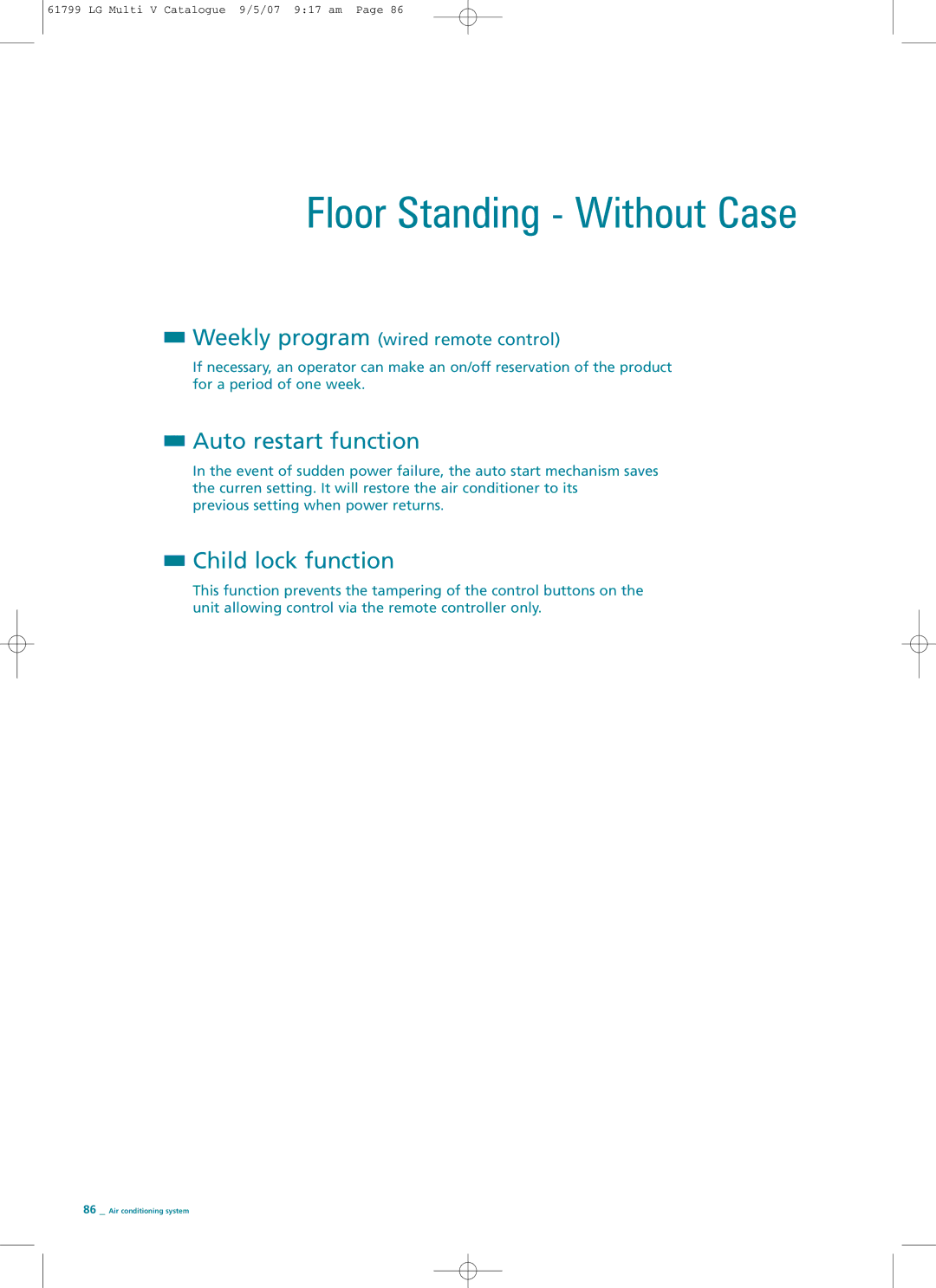 LG Electronics PRHR040 manual Floor Standing Without Case 