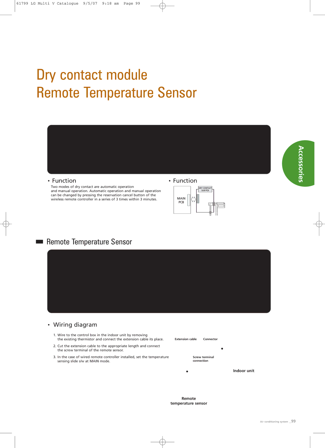 LG Electronics PRHR040 manual Dry contact module, Remote Temperature Sensor 